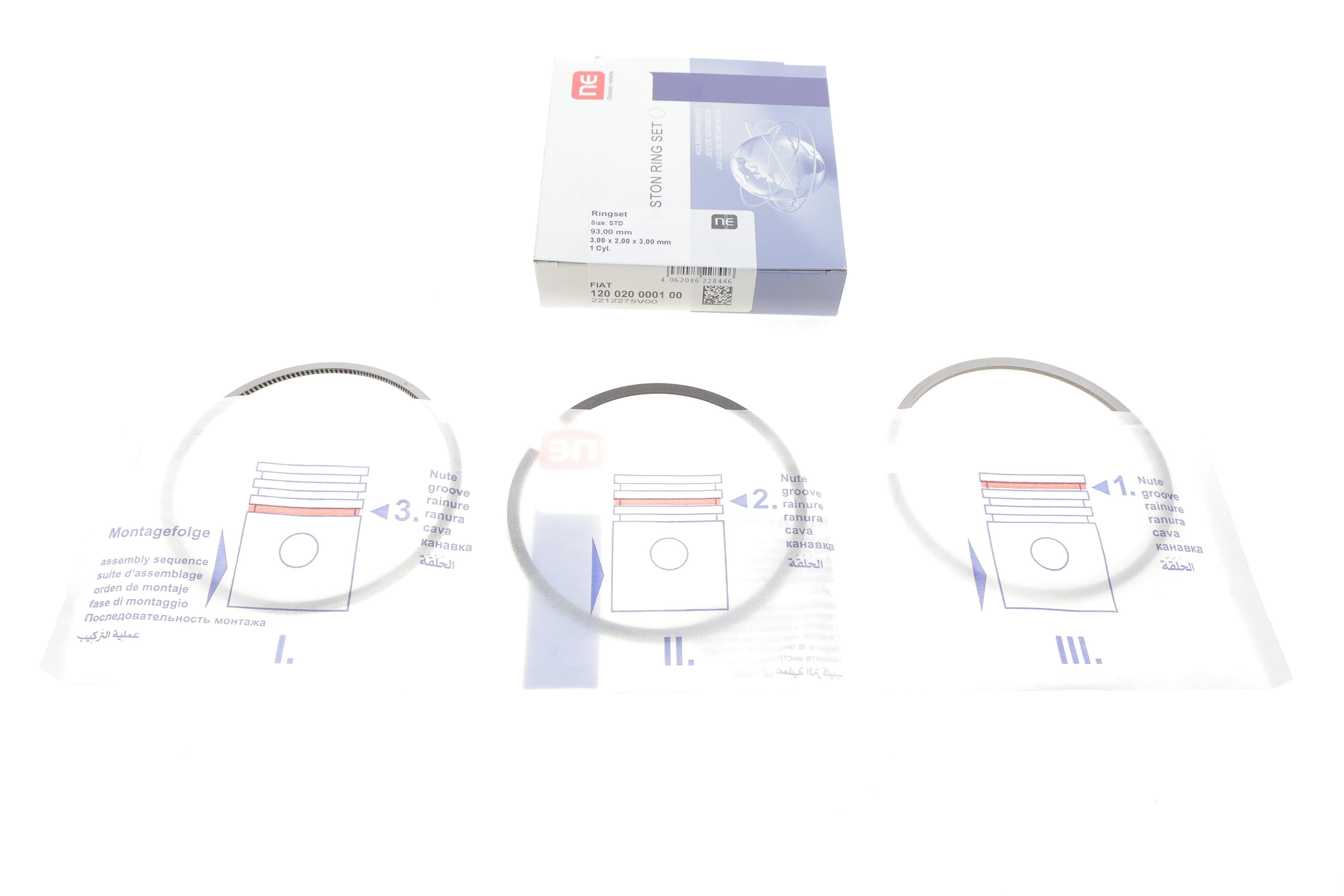 Кольца поршневые Fiat Ducato/Renault Master 2.5D 89-  (93.00mm/STD) (3-2-3) = 8920010000