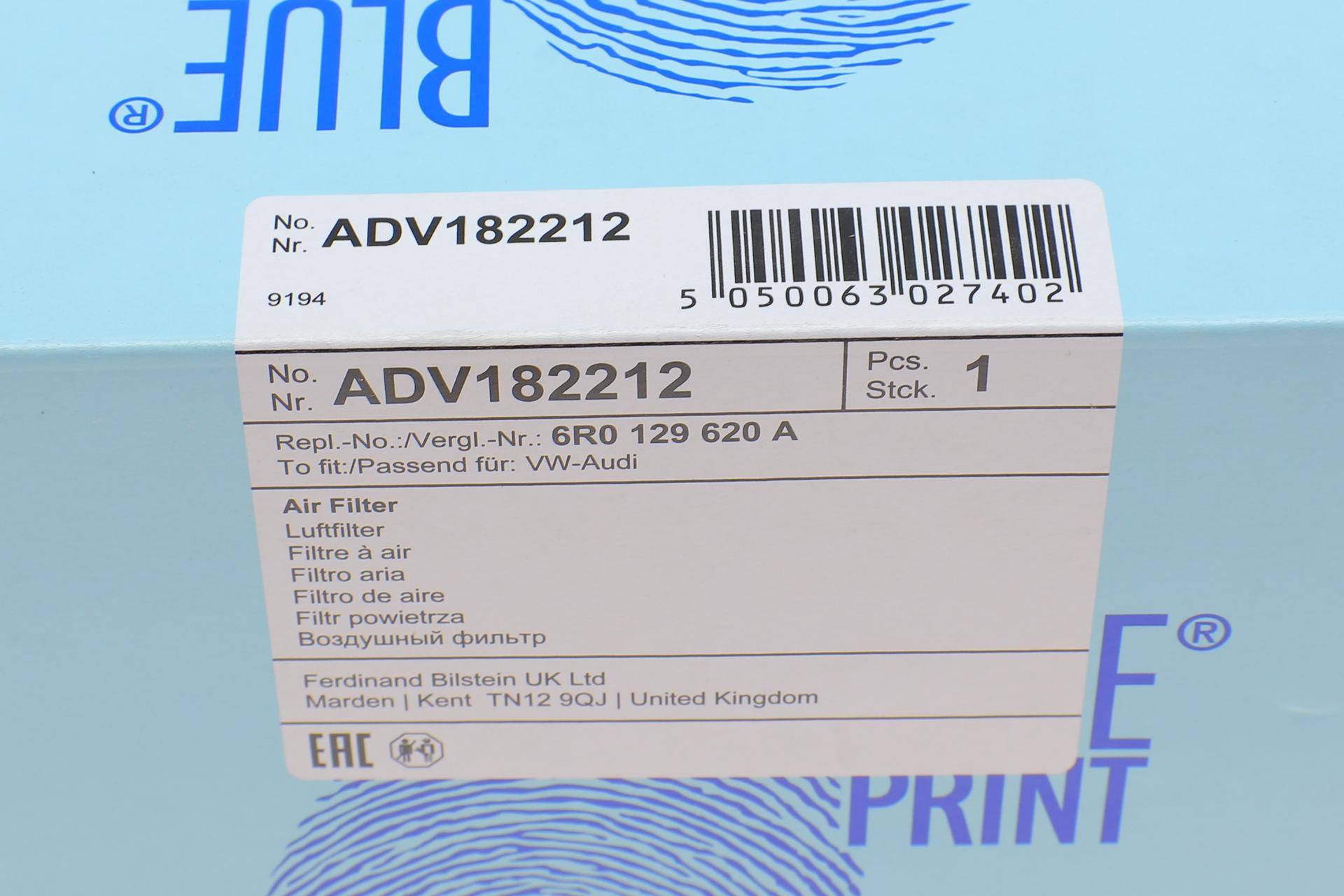 Фільтр повітряний Seat Ibiza 09-/ Skoda Fabia 10-14/Rapid 12-/VW Polo 1.2/1.4TSI/1.6TDI 09-