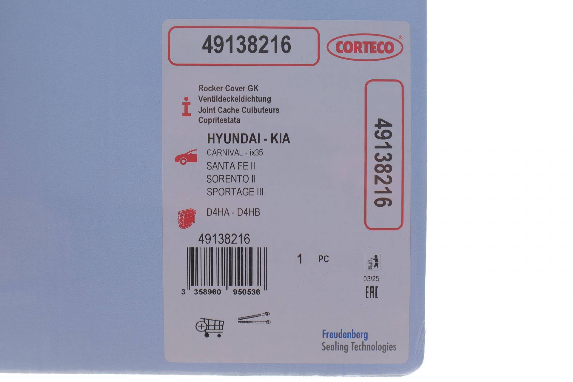 Прокладка кришки клапанів Hyundai Santa Fe/Kia Sportage 2.0/2.2 CRDi 06- (комплект)