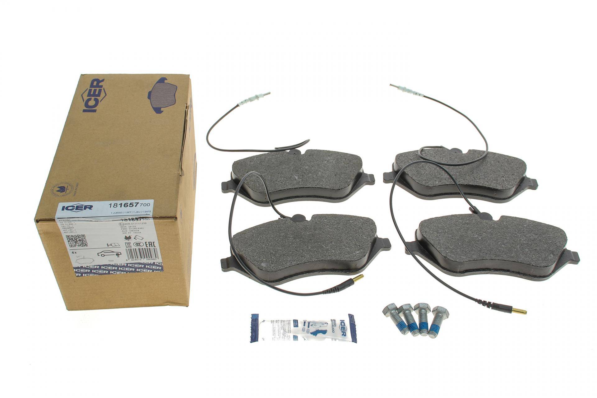 Колодки гальмівні (передні) Citroen C5 08-/C6 05-12/Peugeot 407 04-/607 00-11 (+датчики)