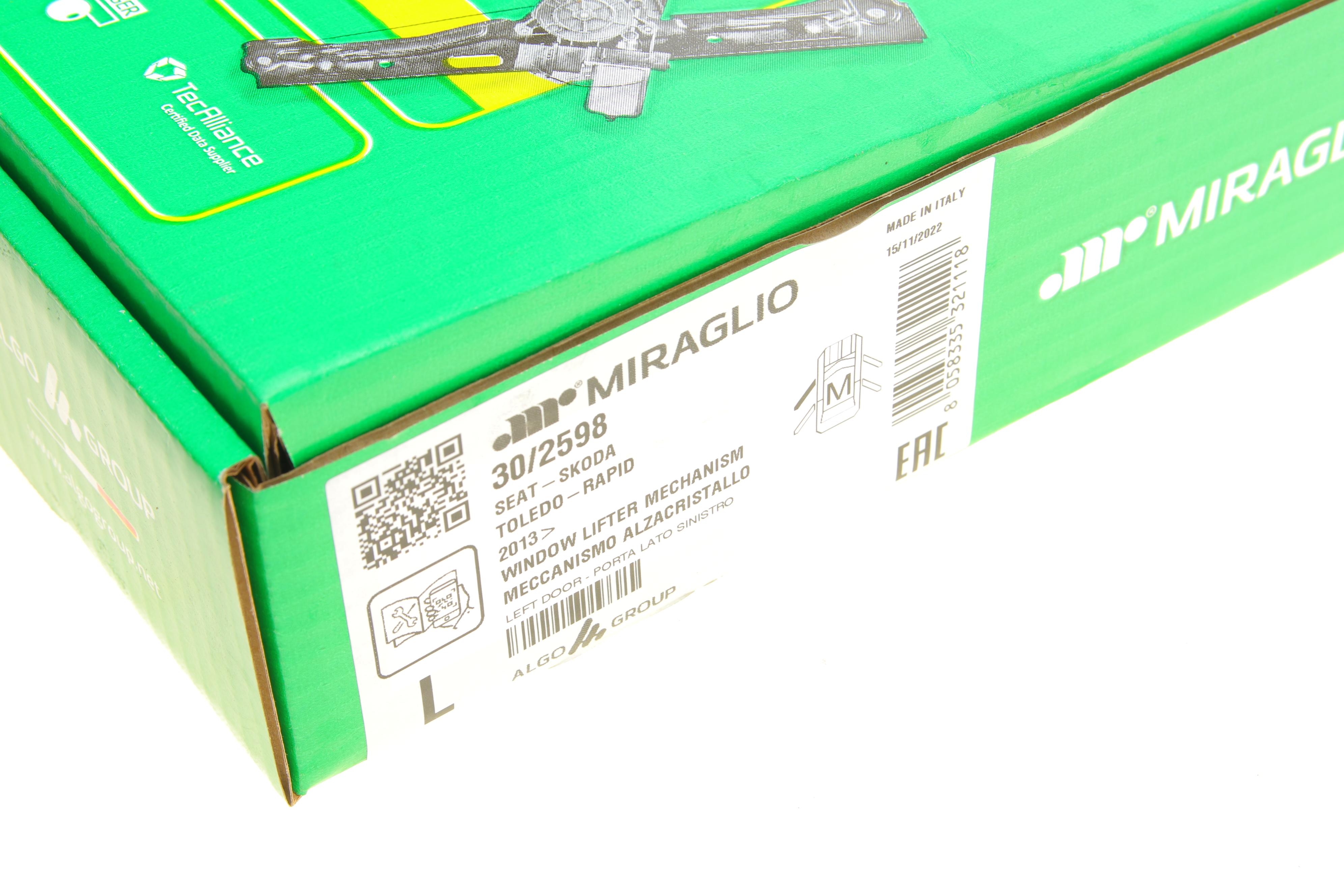 Стеклоподъемник (передний) Skoda Rapid/Seat Toledo 12- (L) (электро)(без моторчика)