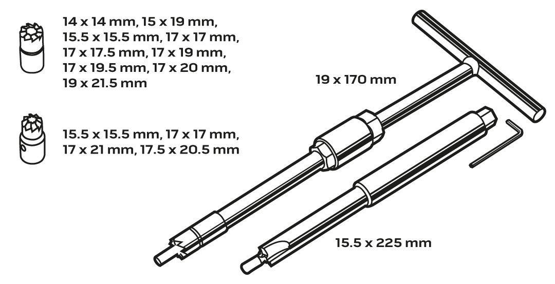 Набір інструментів для притирання сідел дизельних форсунок (17 пердметів)