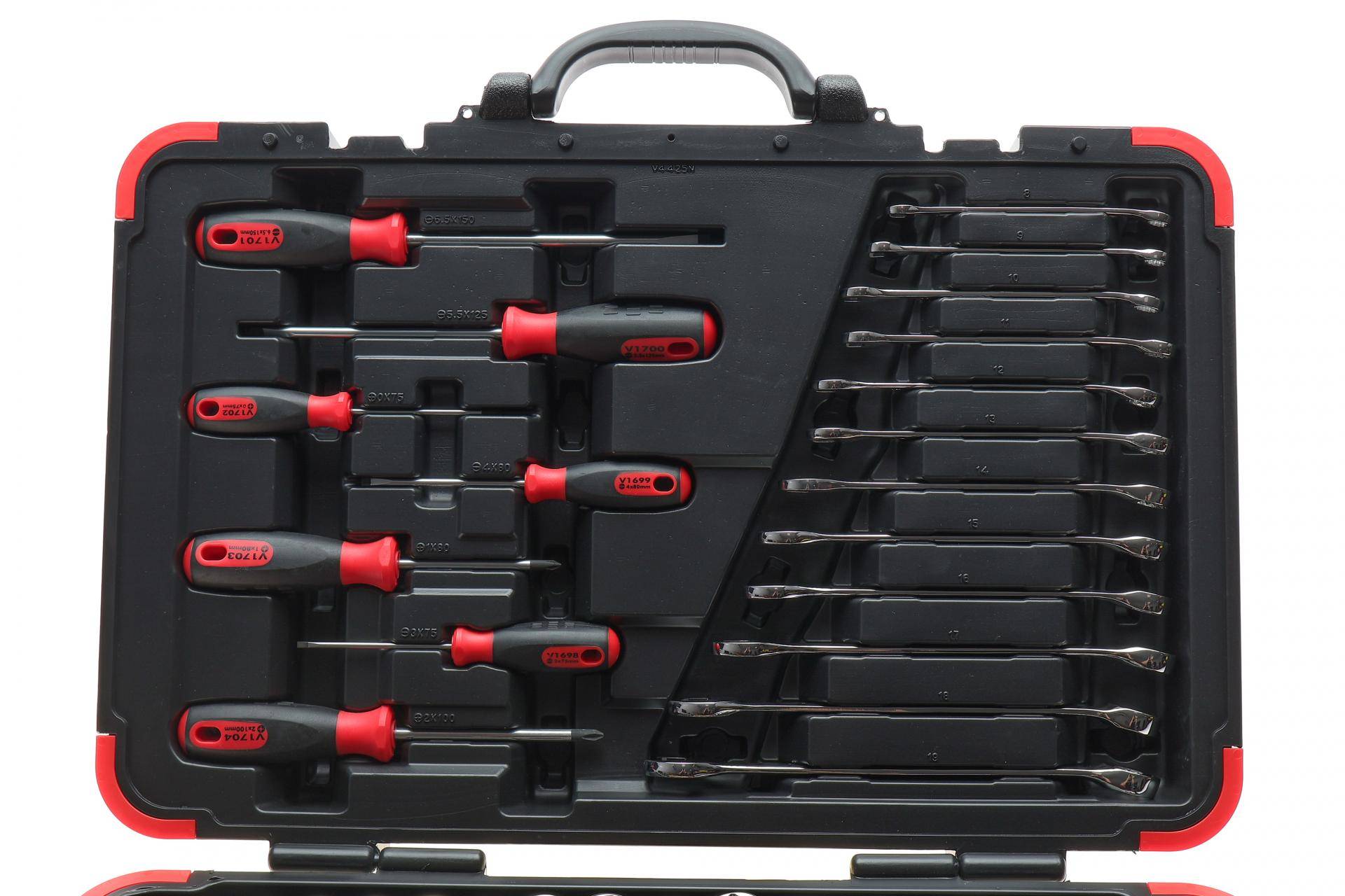 Набір інструментів комбінований 1/2", 1/4" (головки, головки зі вставкою) 95 од. (хромовані)