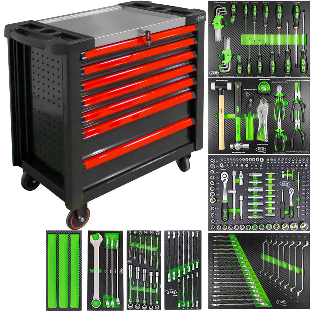 Візок з інструментами 7 секцій 199 од. (червоний)