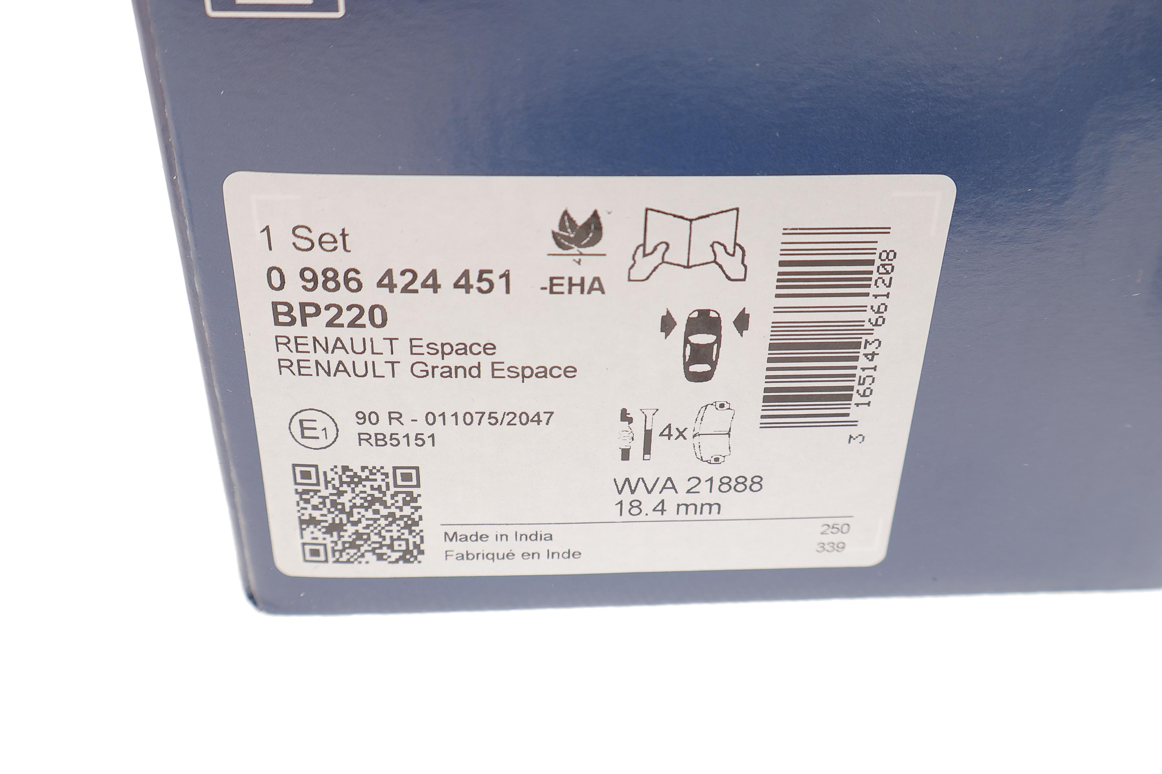 Колодки тормозные (передние) Renault Espace III 96-02 (Lucas-Girling) (с датчиком)