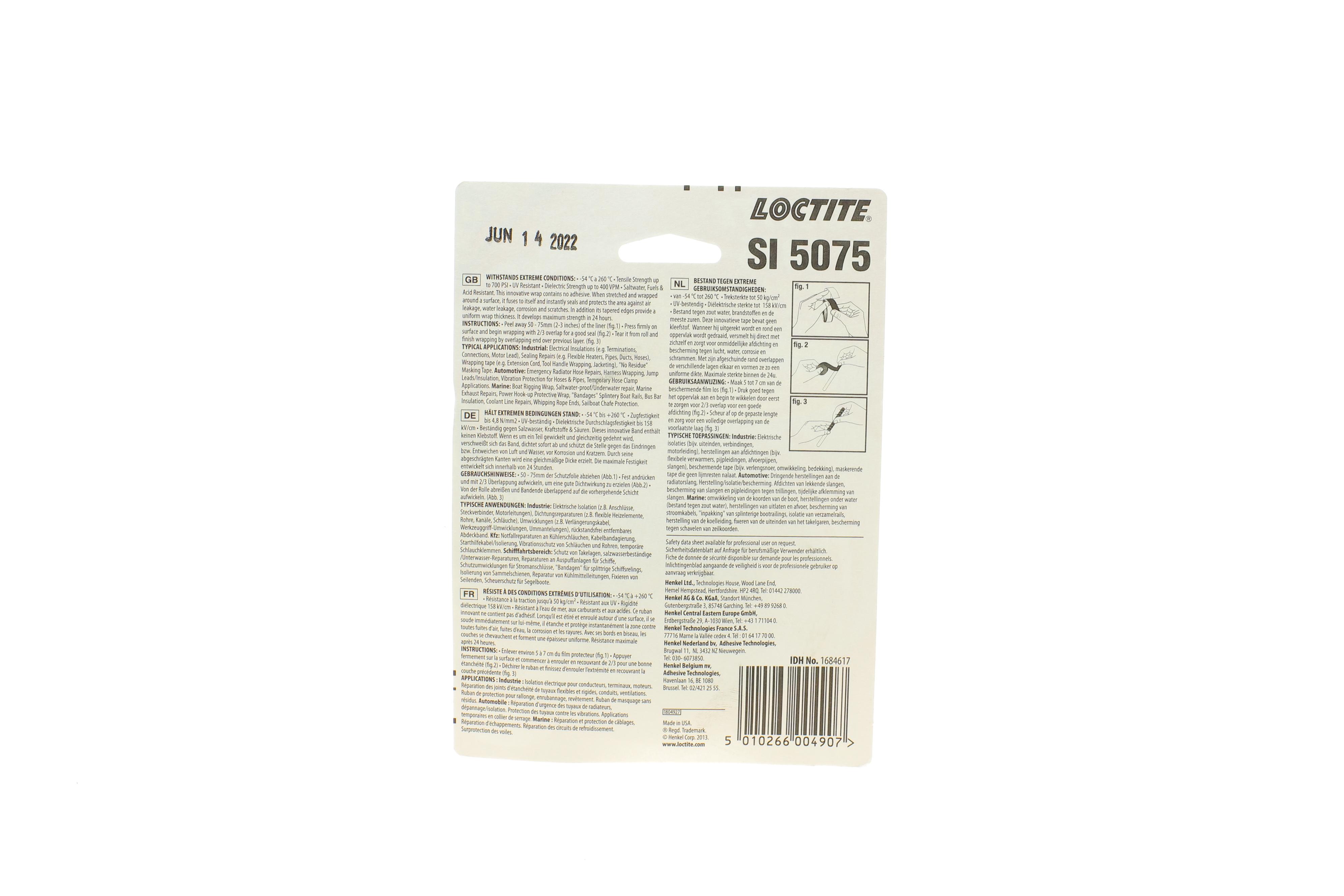 LOCTITE SI 5075, 4,27M Стрічка силіконова ізоляційна і ущільнювальна, самоклеюча -54/+260°C (міцність 48 Н/мм)