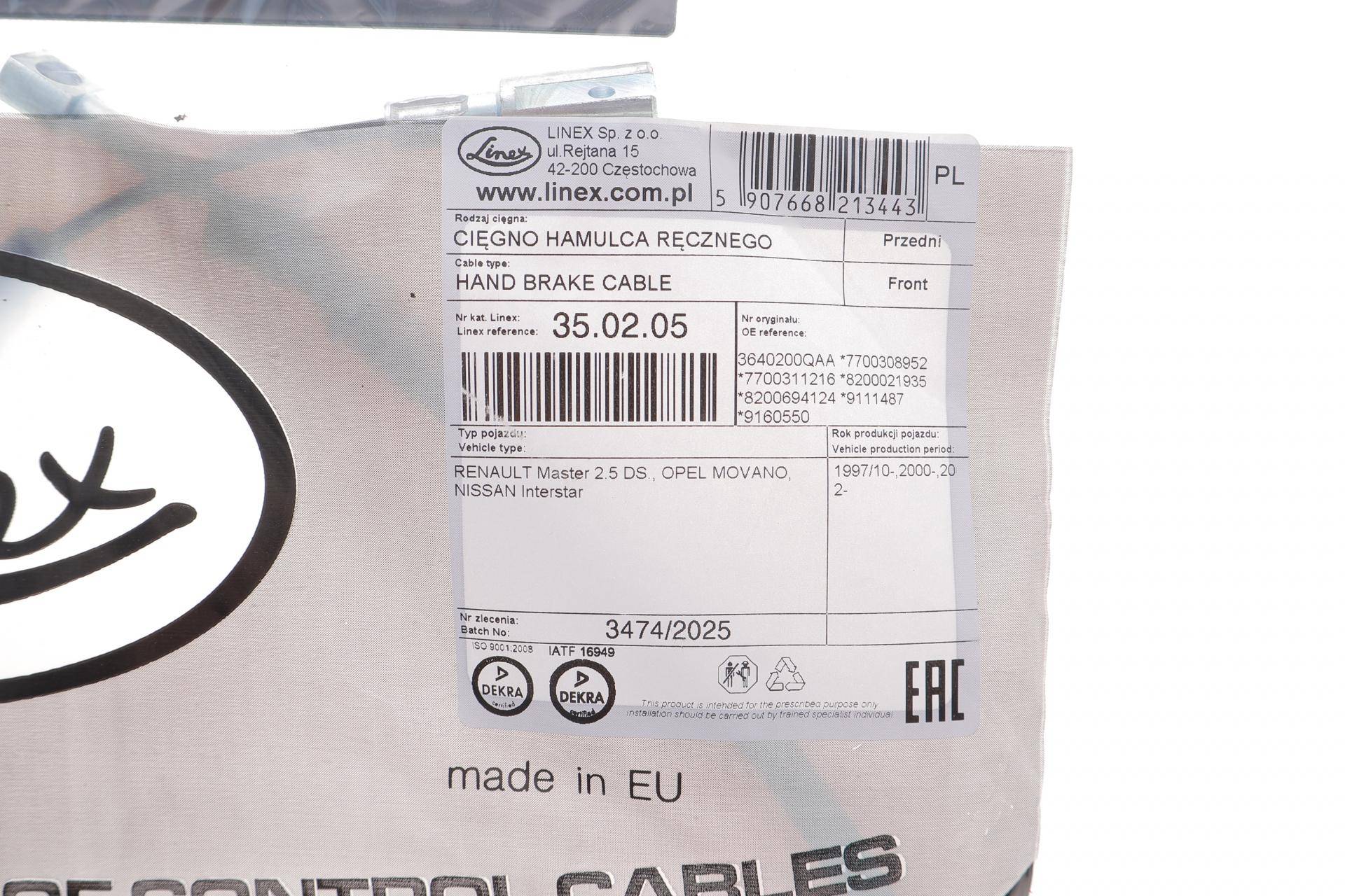 Трос ручника (передній) Renault Master/Opel Movano 98- (1180/947 мм)