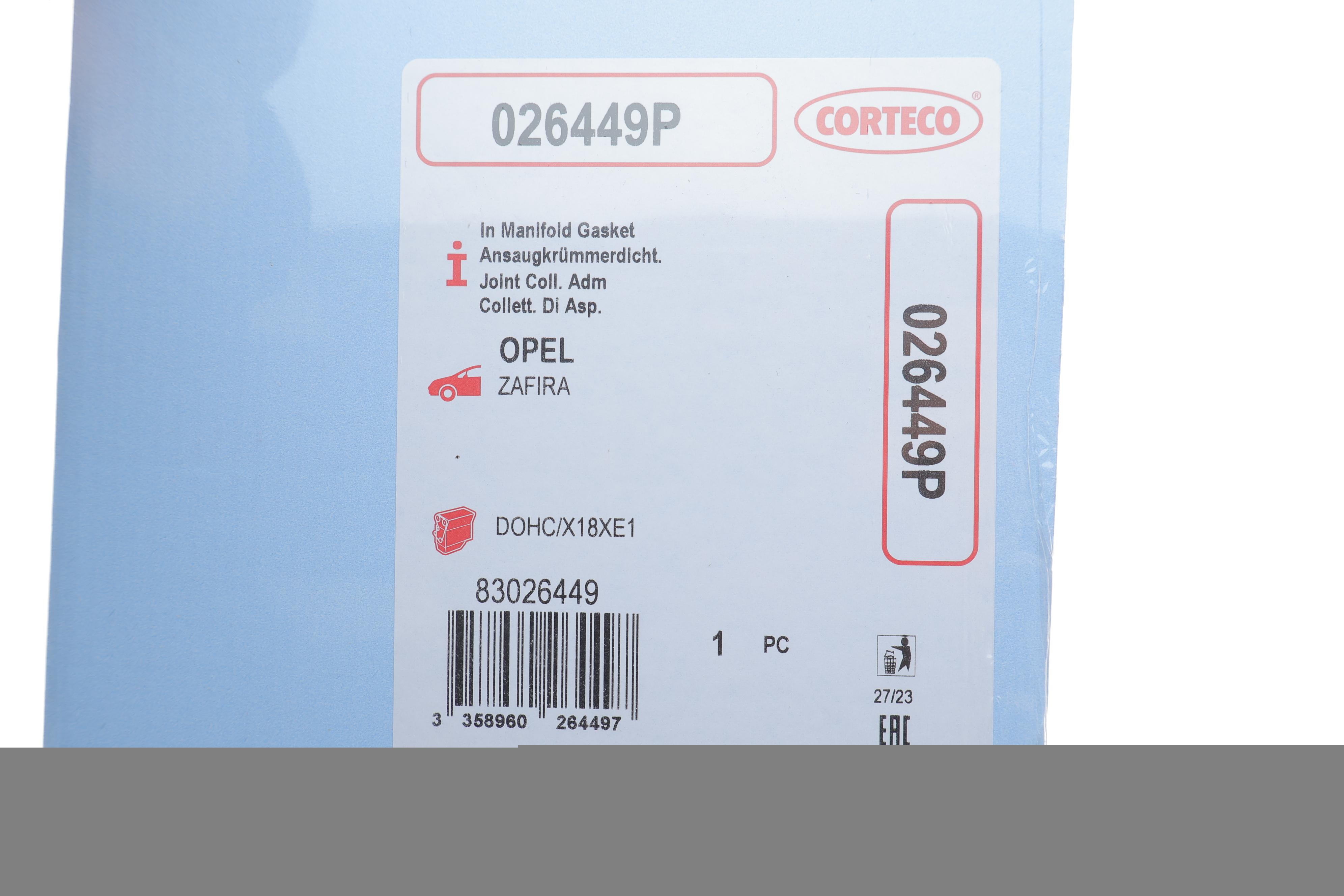 Прокладка колектора впускного Opel Astra G/H/Vectra B/C 1.8 i 16V 98-