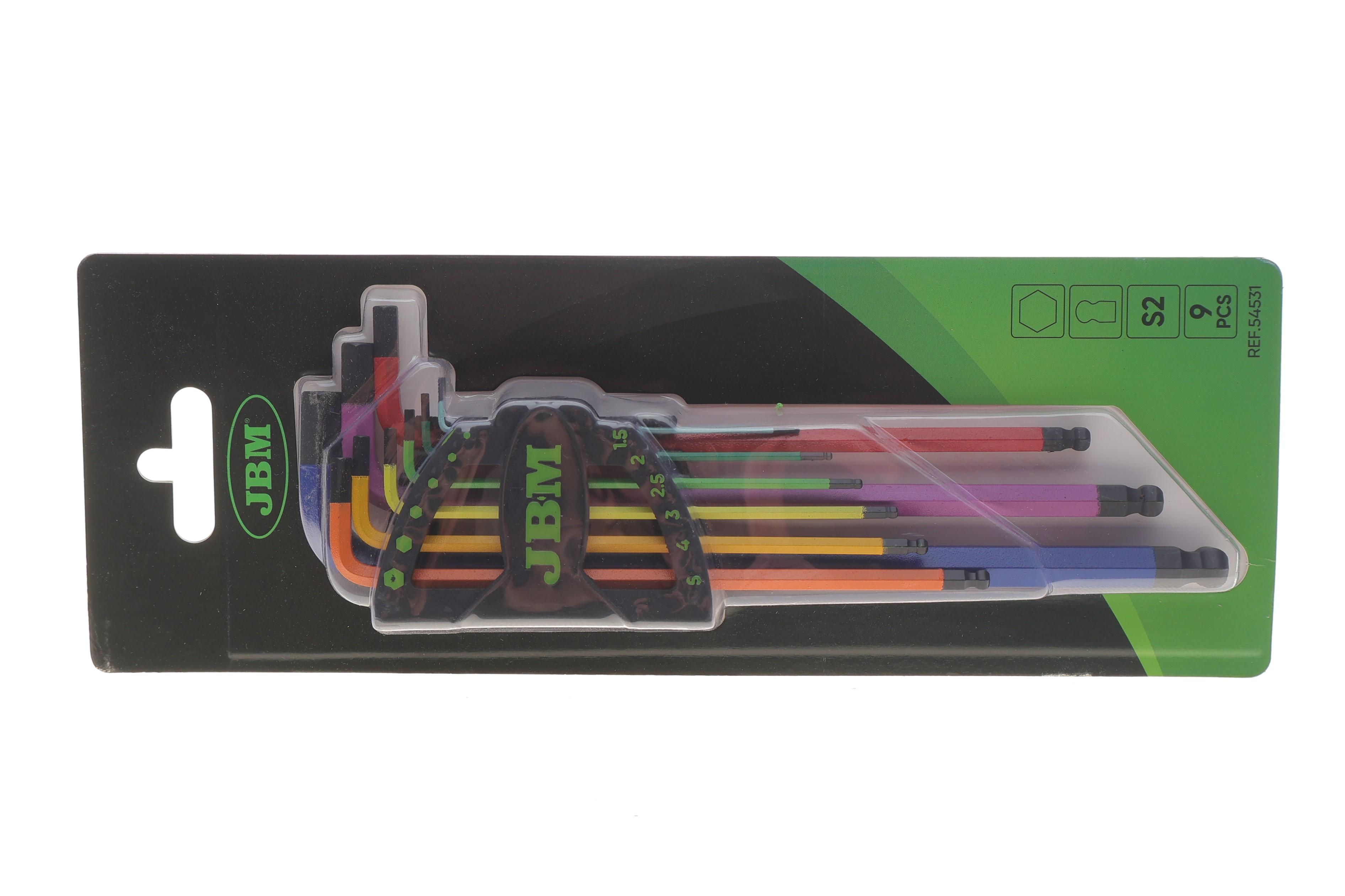 Набір ключів Г-под. Hex з круглим кінцем 1,5-10 мм (кольорові)