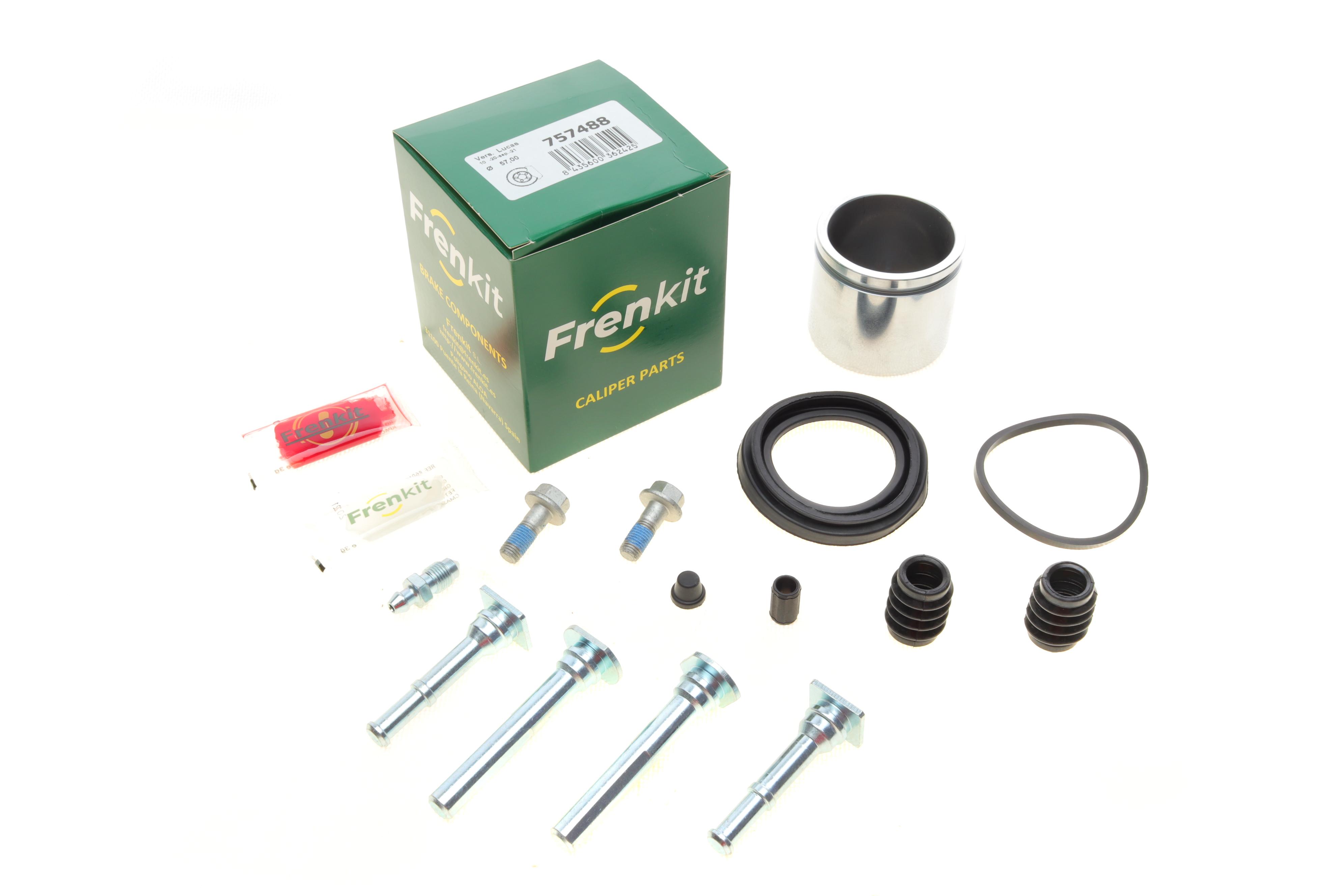 Ремкомплект супорта (переднього) Nissan Primera/Almera 98-08 (d=57mm)(+1поршень/направляюча)(Lucas)