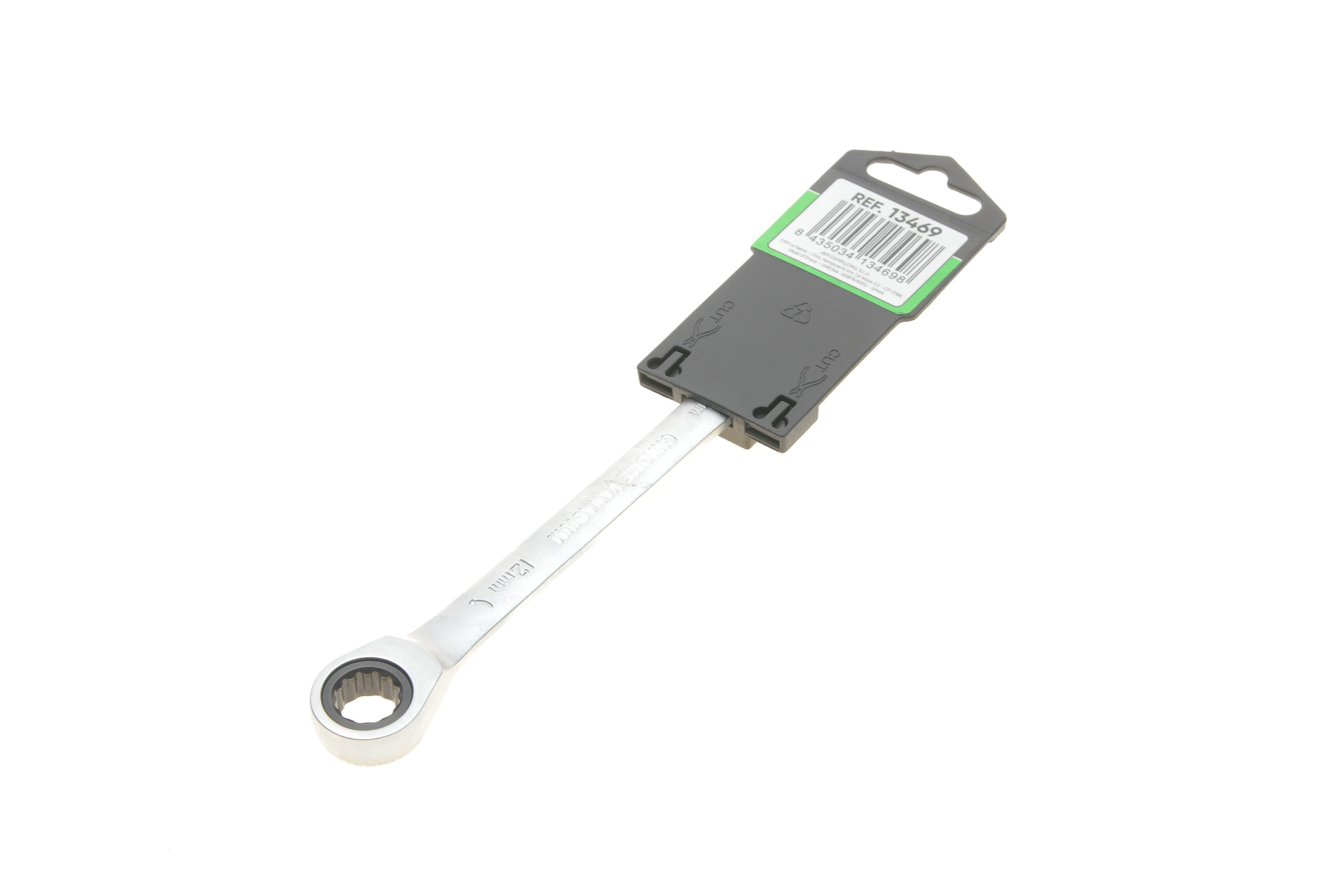 Ключ рожково-накидной с трещоткой 12 мм 90 зуб. L-170 мм