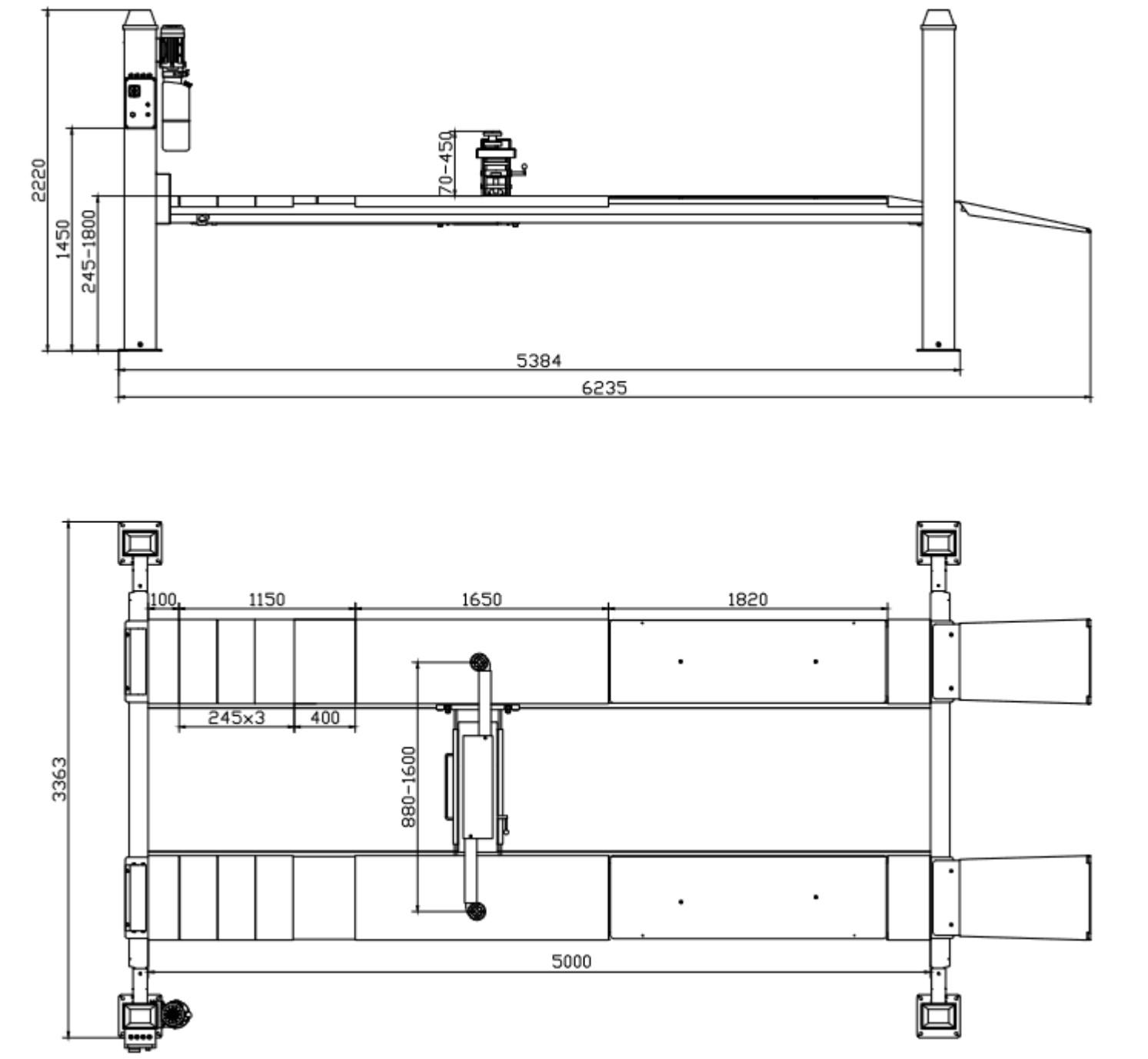 Підйомник чотирьохстійковий  5 000 кг (без монтажу)