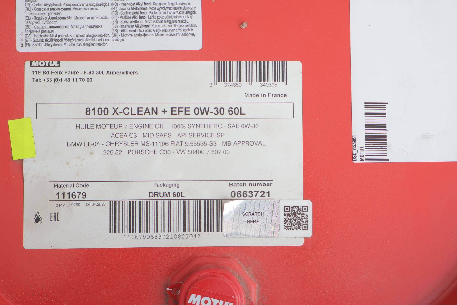Олива 0W30 8100 X-clean+EFE (60L) (LL-04/VW 504 00/507 00/MB 229.52/Porsche C30) (111679) (пошкоджена при транспортуванні)