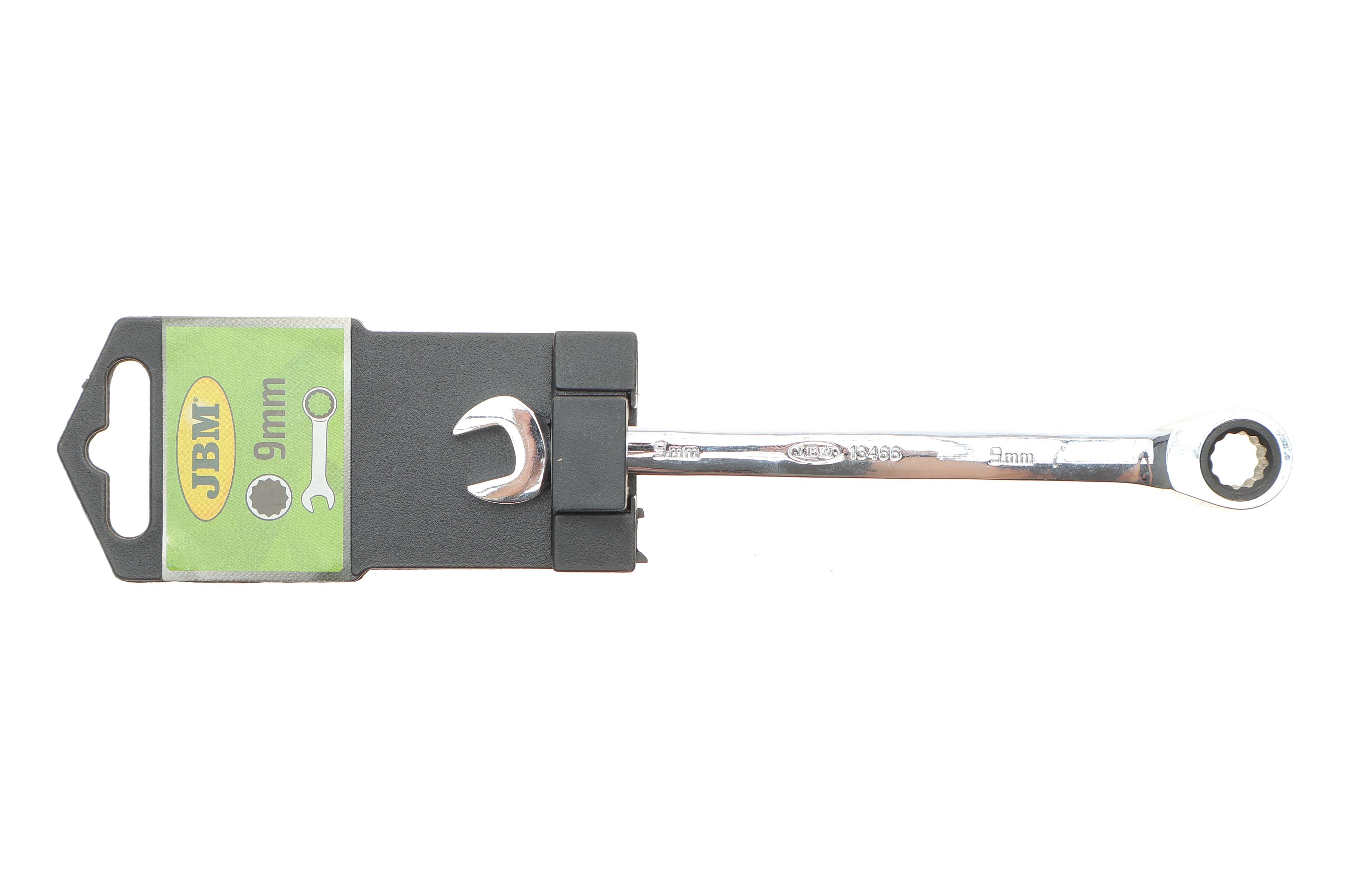 Ключ ріжково-накидний з тріскачкою 9 мм 90 зуб. L-145 мм