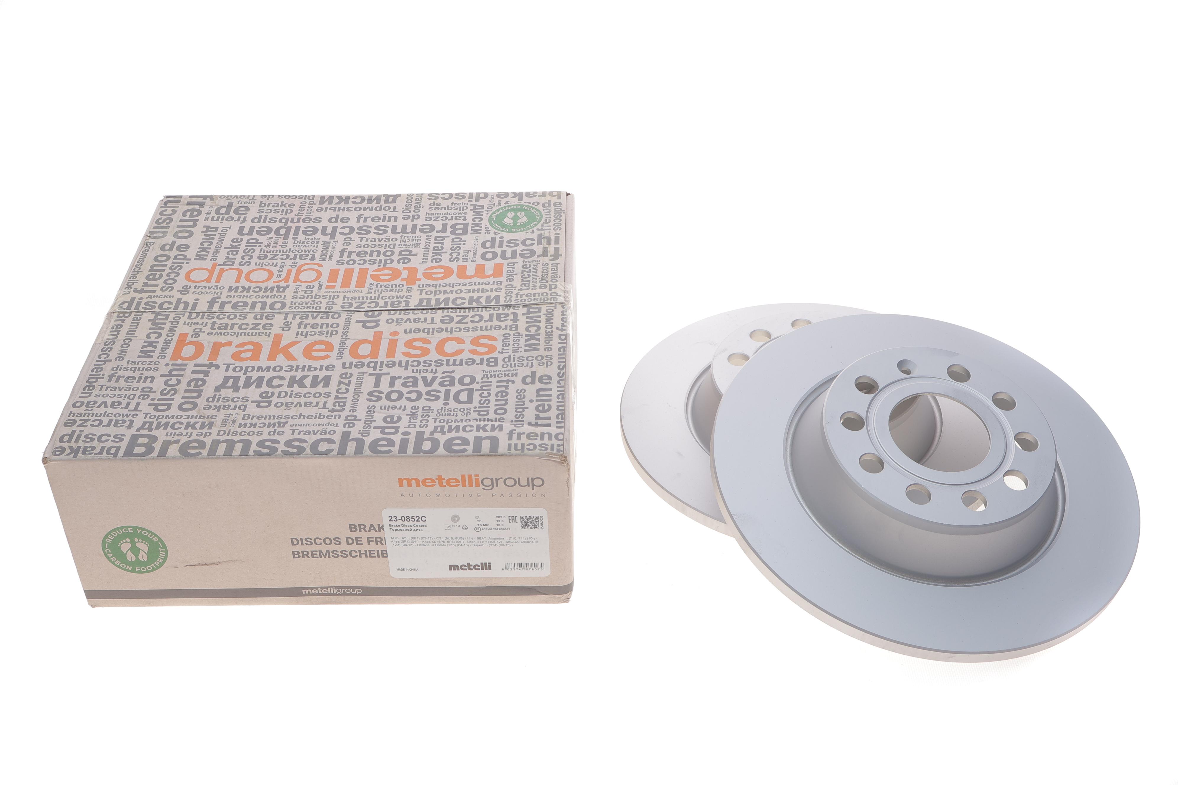 Диск гальмівний (задній) Audi A3/Skoda Octavia/Superb/VW Golf/Passat 03- (282x12) (з покр.) (повний)