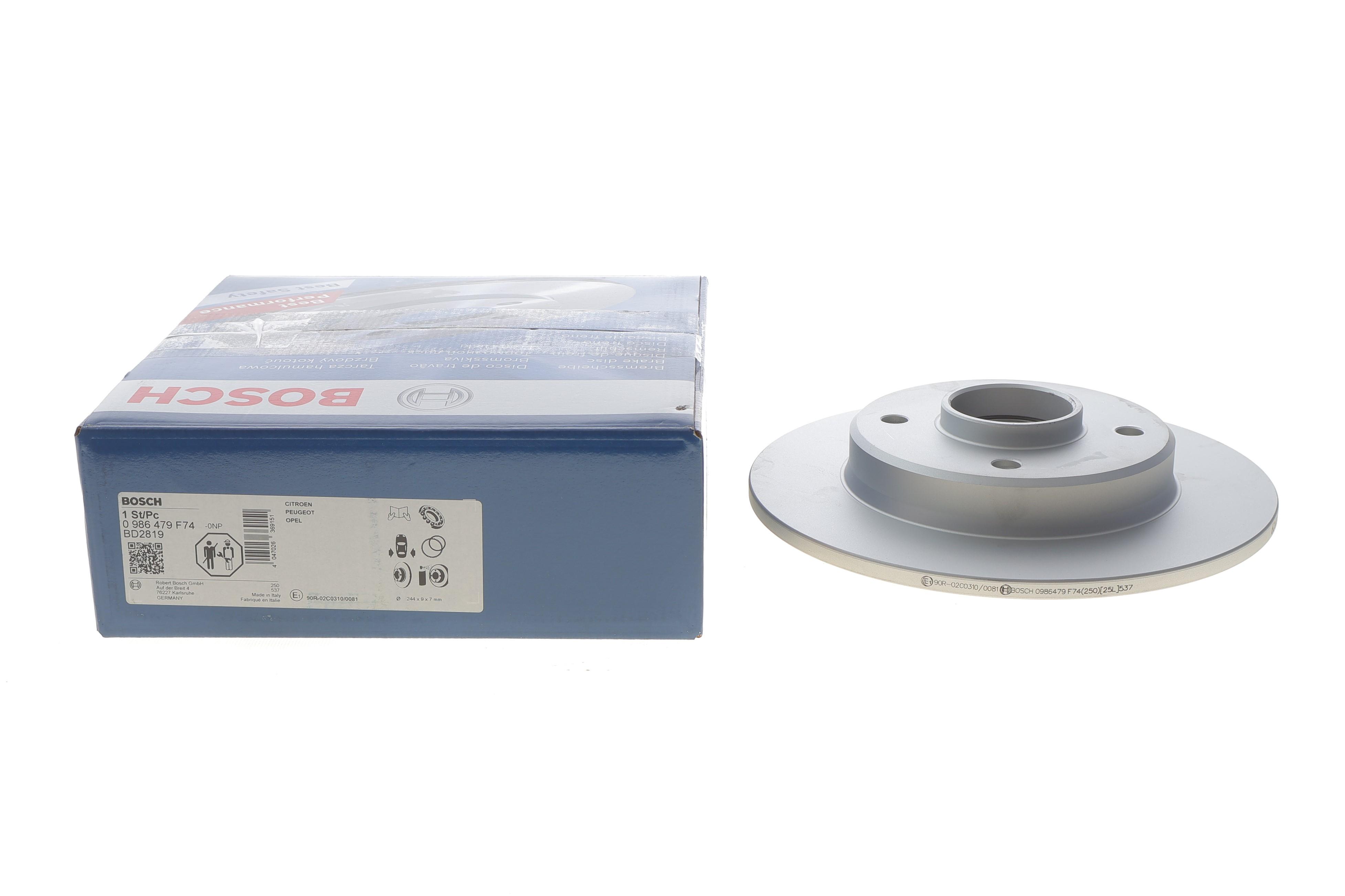 Диск тормозной (задний) Peugeot 2008 18-/Citroen C3 Aircross 17-/C4 Cactus 17- (244x9)(c подшипник.)