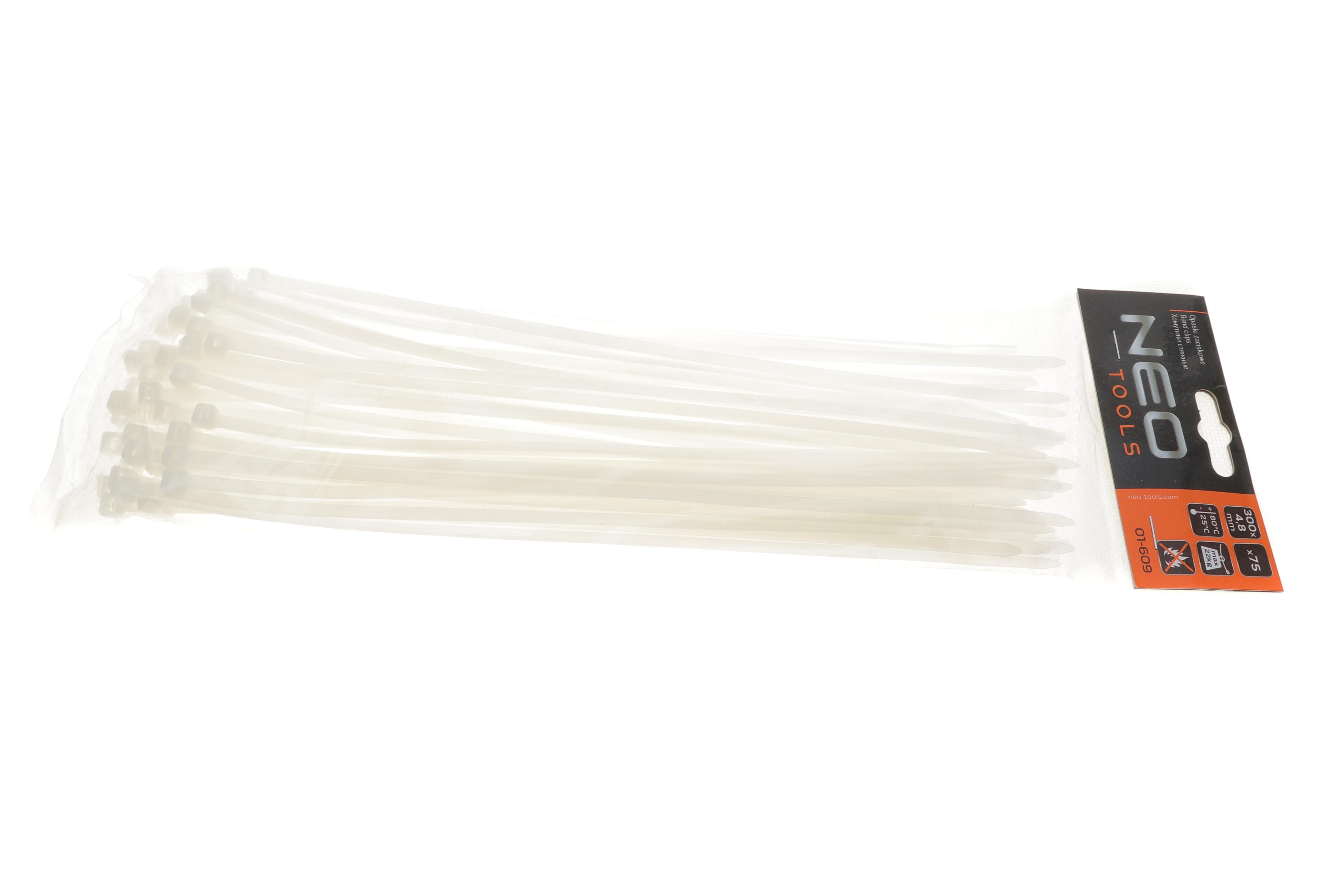 Набір стяжок пластикових 4,8x300 мм 75 од. (біла)
