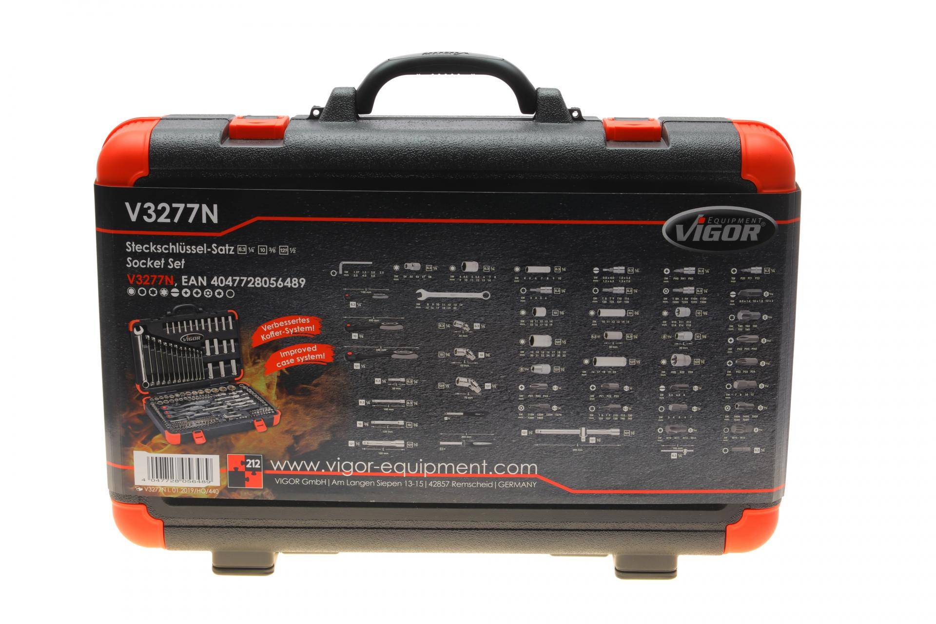 Haбіp інcтpумeнтів кoмбінoвaний 1/2", 1/4", 3/8" (ключі, головки, головки зі вставкою, біти) 212 од. (хромовані)