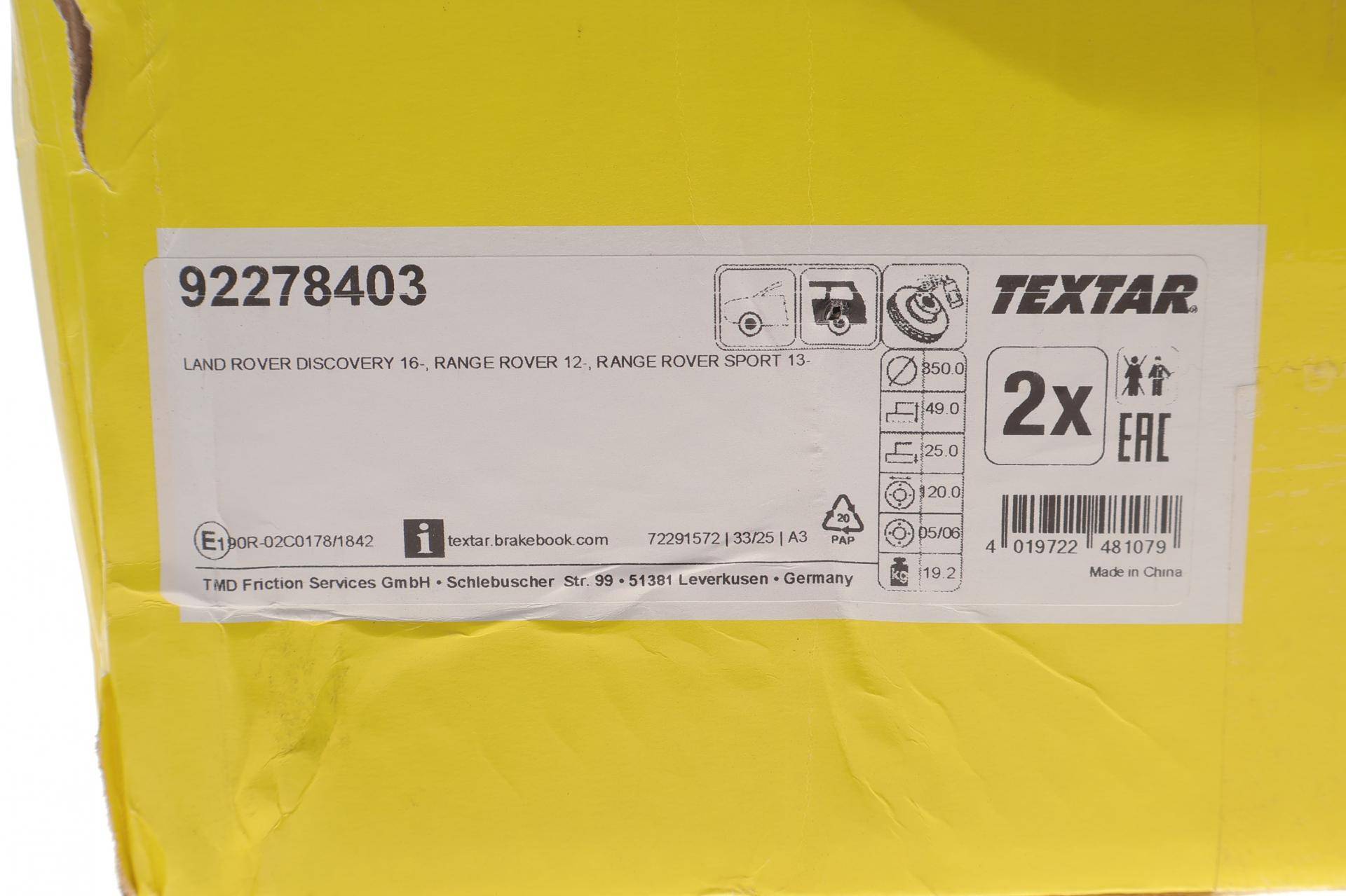 Диск гальмівний (задній) Land Rover Discovery V 16-/ Range Rover 12- (350x25) PRO