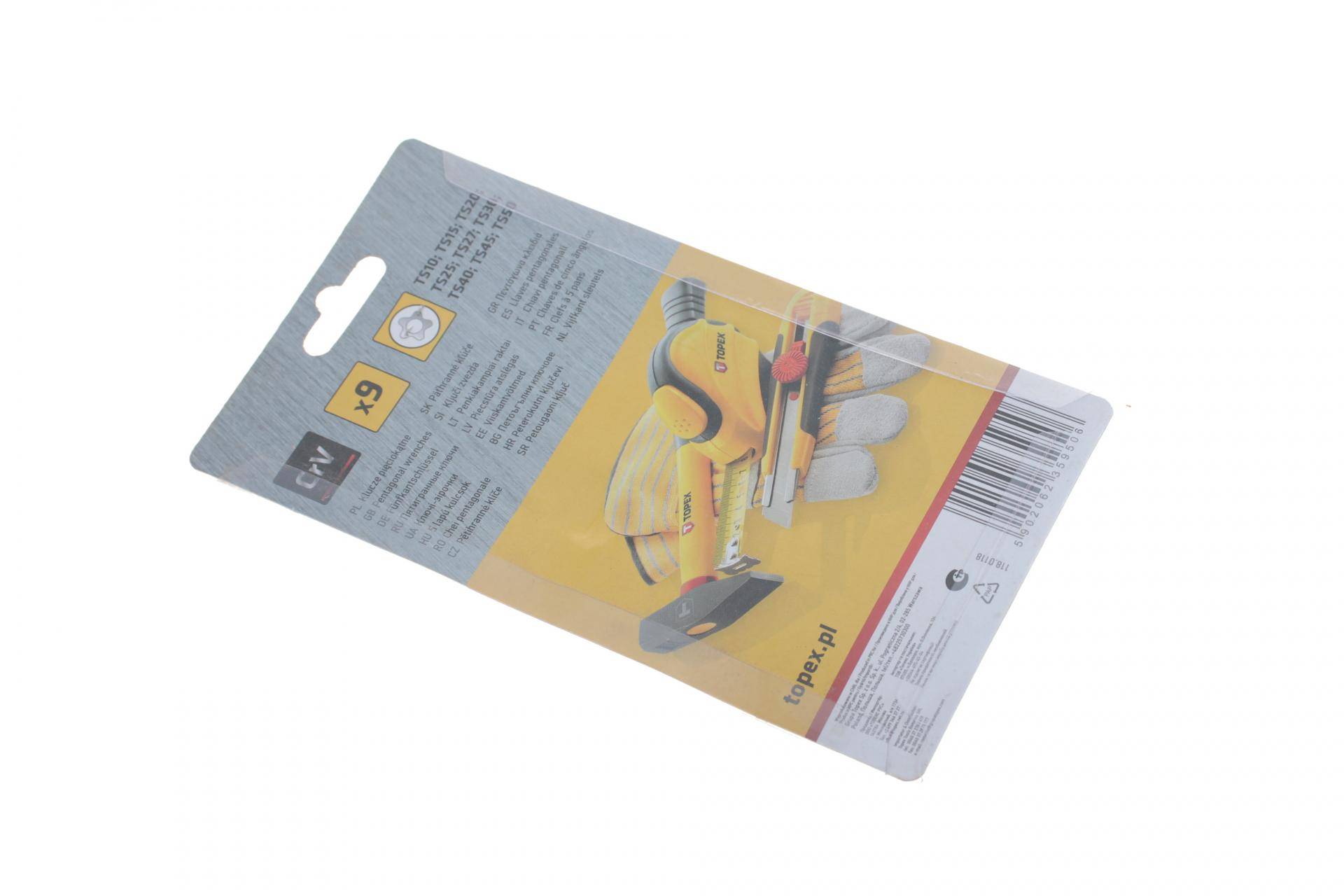 Набір ключів Г-под. Torx з отвором T10-T50 (Pentalobe)