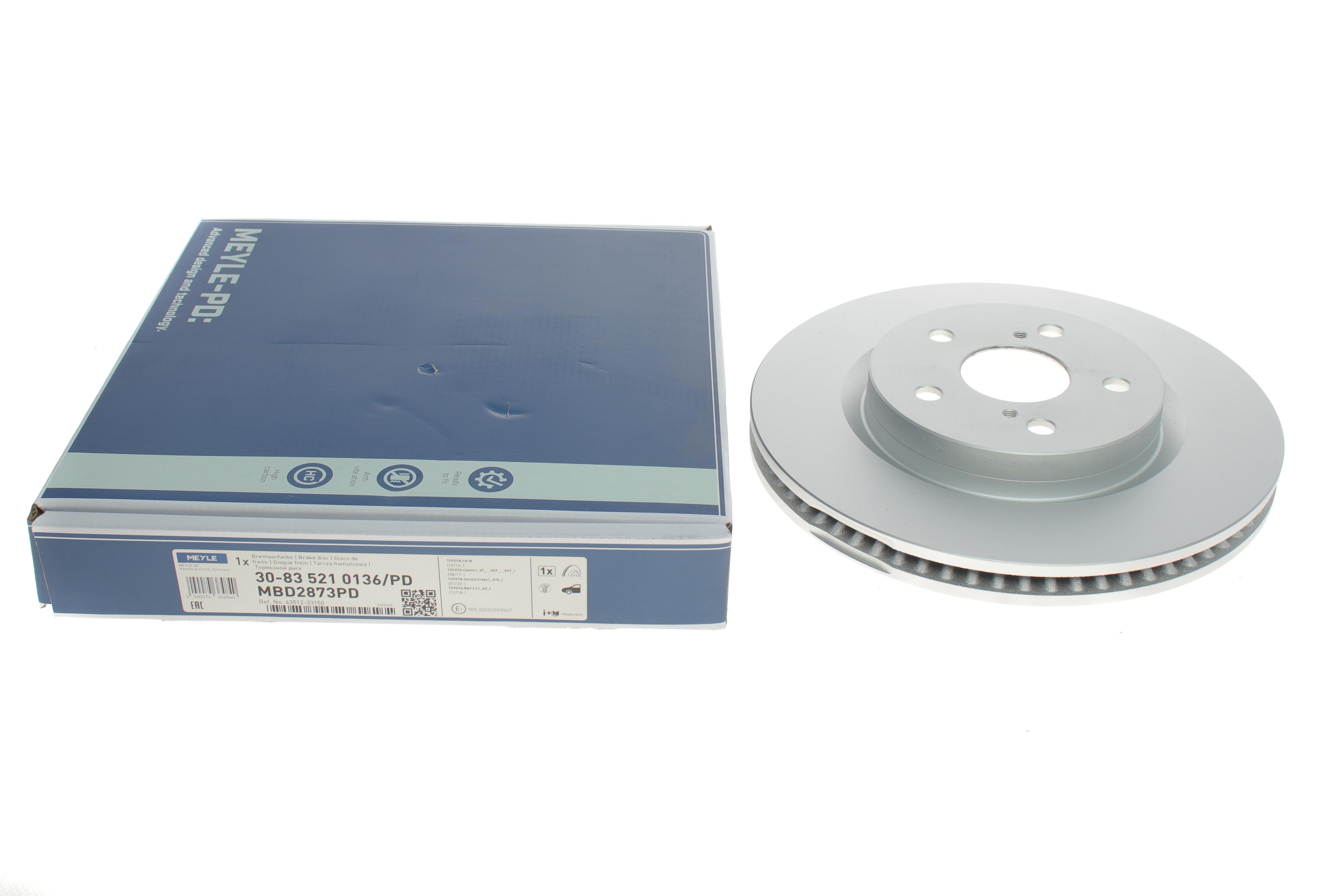 Диск гальмівний (передній) Lexus ES/UX/Toyota Camry/Rav4 17- (305x28) (вент.) ( з покриттям)