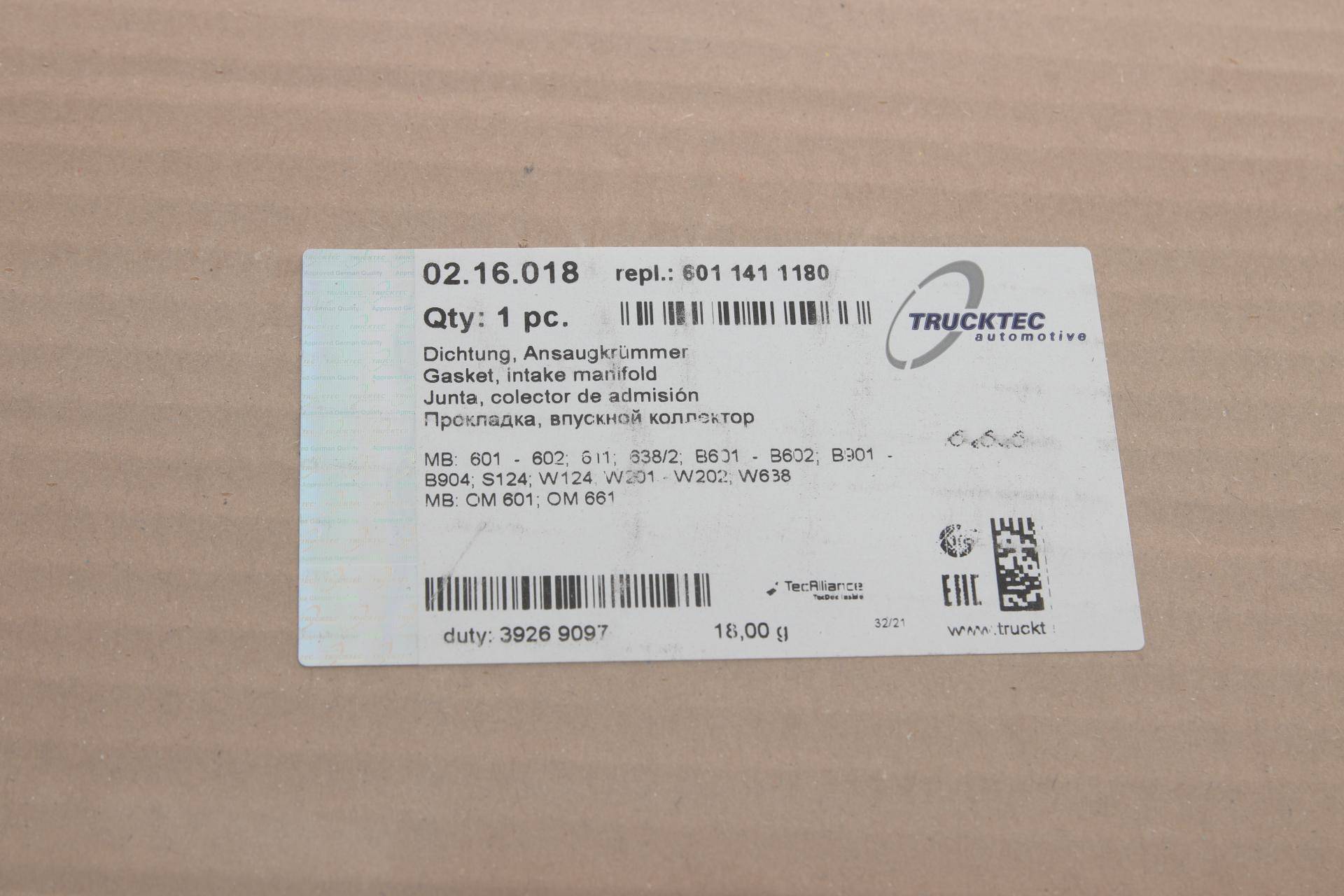 Прокладка колектора впускного MB OM601