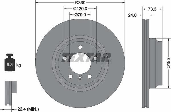 Диск гальмівний (передній) BMW 1 (E81/87) /3 (E90-93) 04-13/X1 (E84) 09-15 (330x24) PRO+