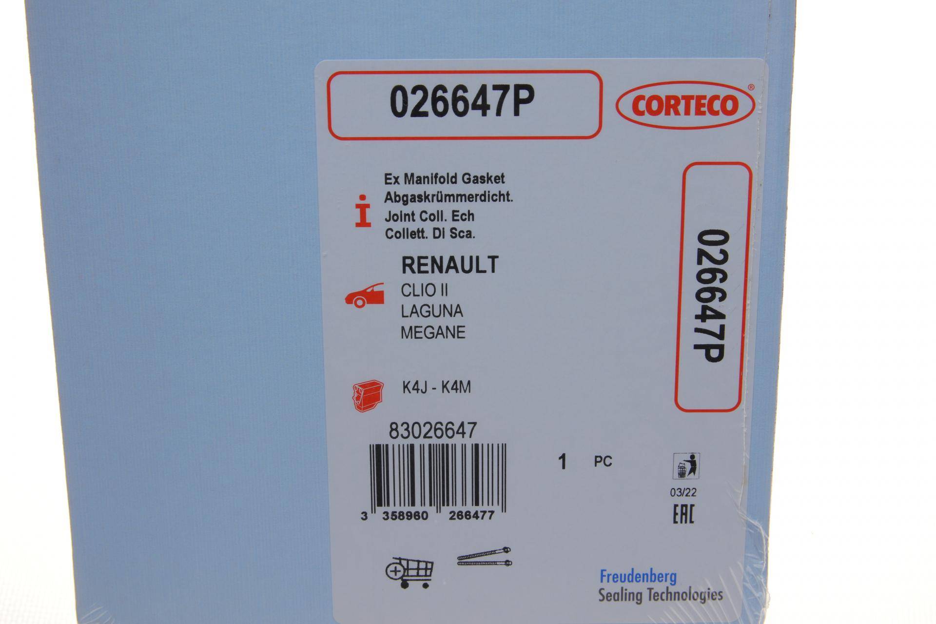 Прокладка колектора випускного Renault Kangoo 1.6 01- (металічна)