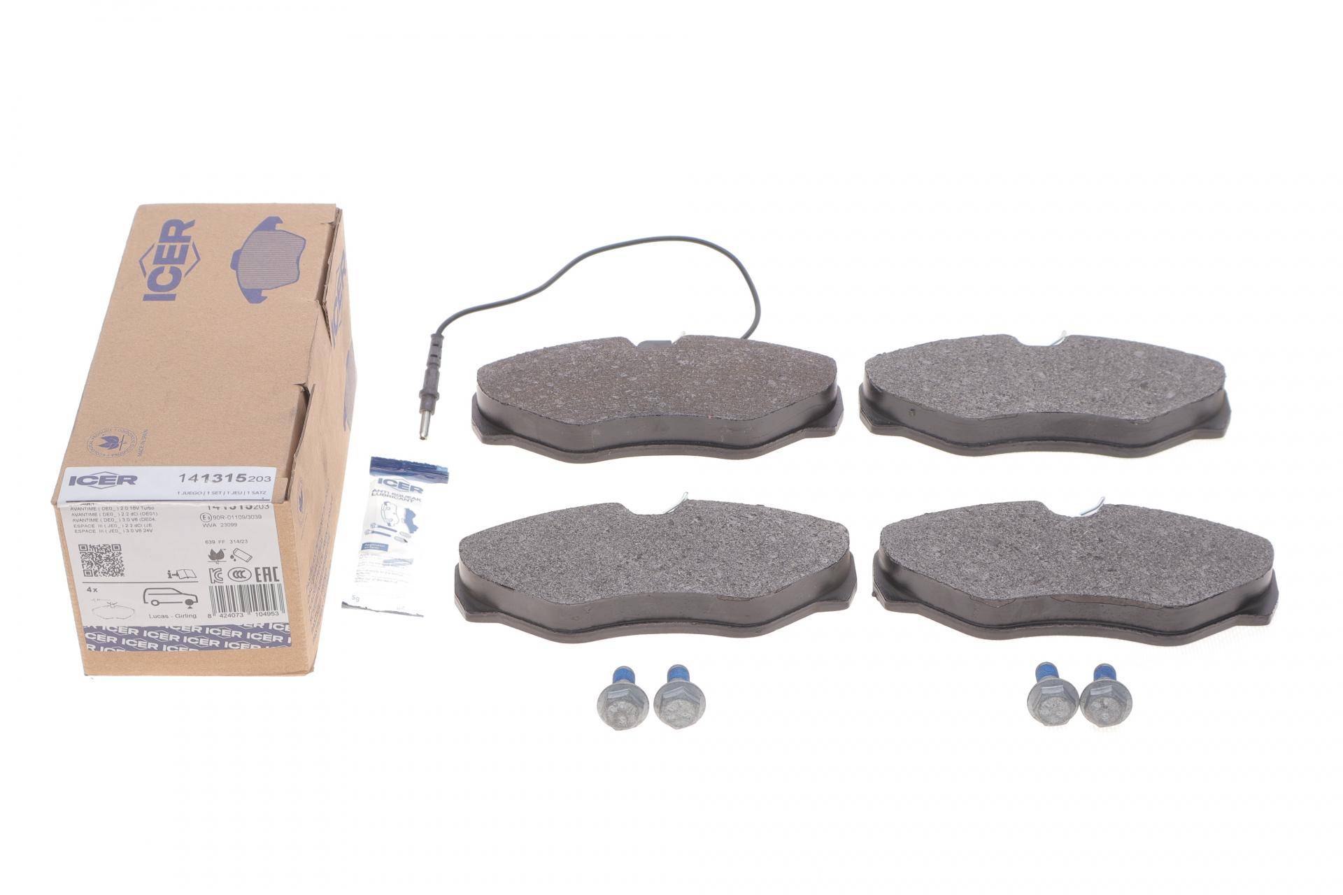 Колодки гальмівні (передні) Renault Espace III 98-02 (+датчики)