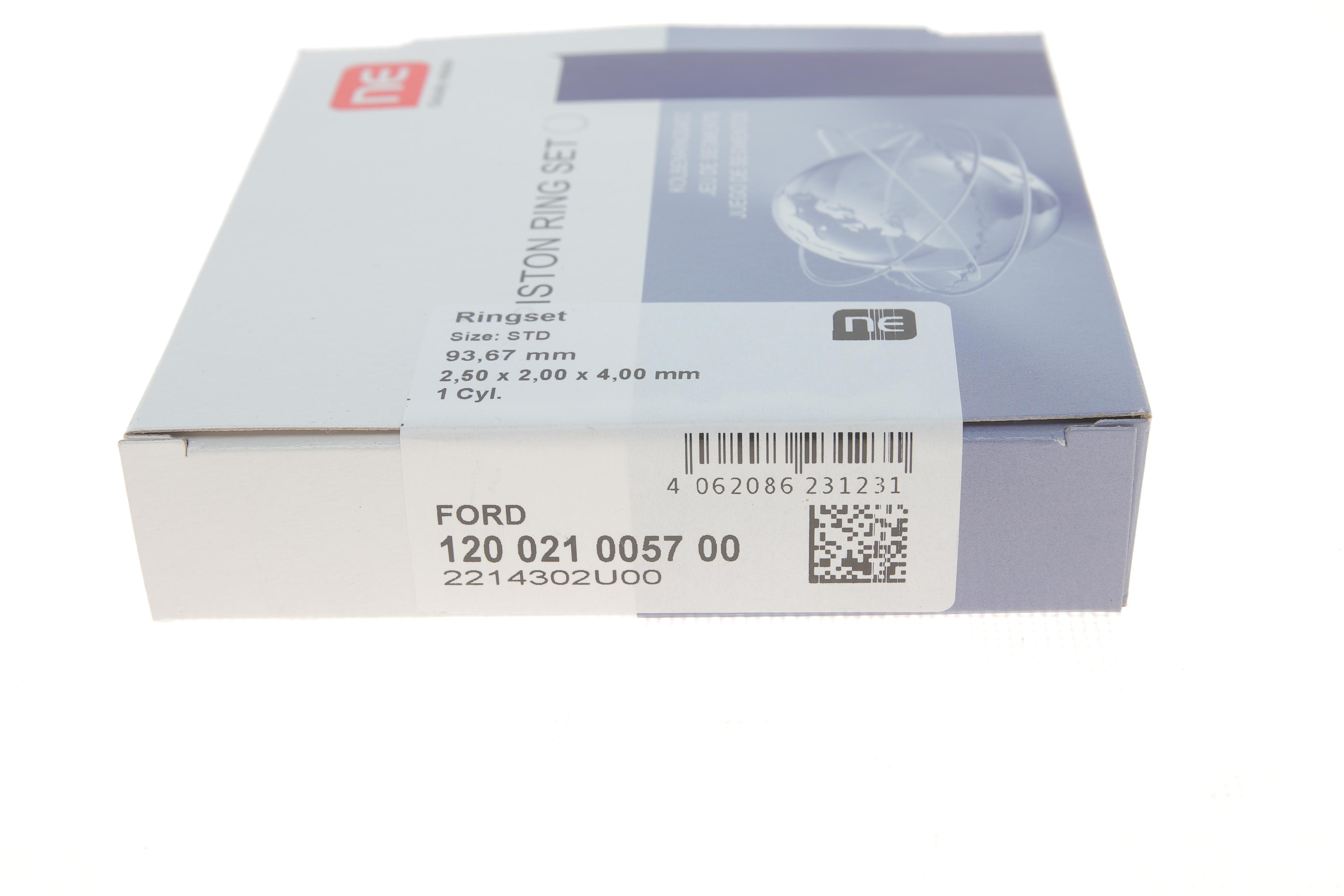 Кольца поршневые Ford Transit 2.5D/TD (93.67mm/STD) (2.5-2-4) = 8921610000