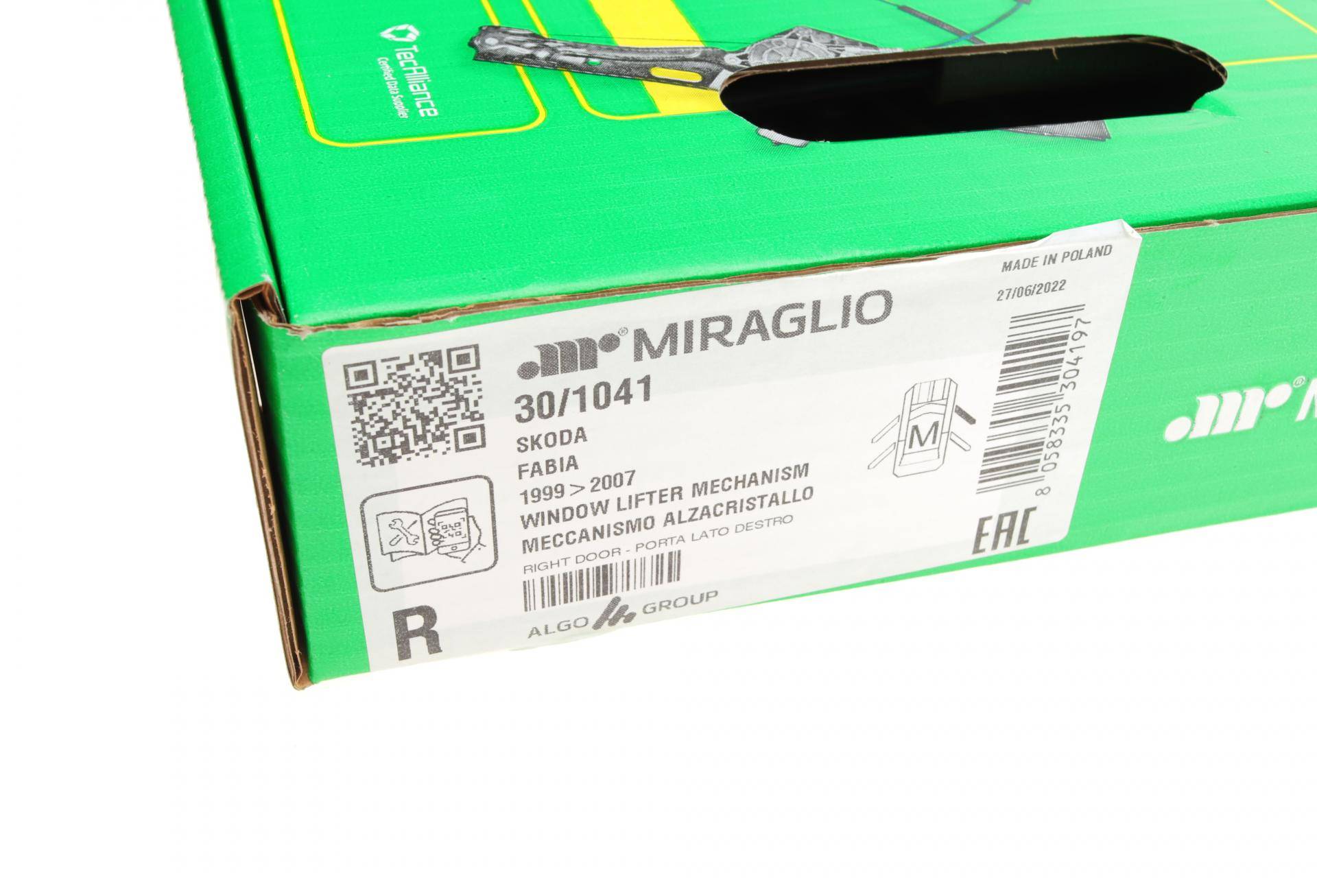 Склопідіймач (передній) Skoda Fabia 99-08 (R) (електро) (без моторчика)