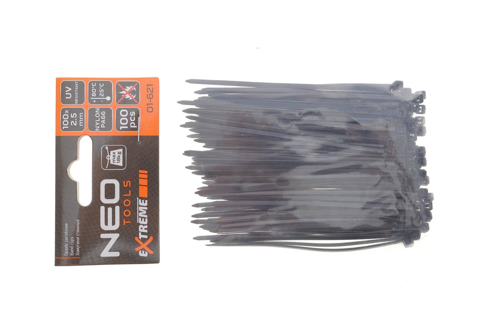 Набір стяжок пластикових EXTREME 2,5x100 мм 100 од. (чорна)