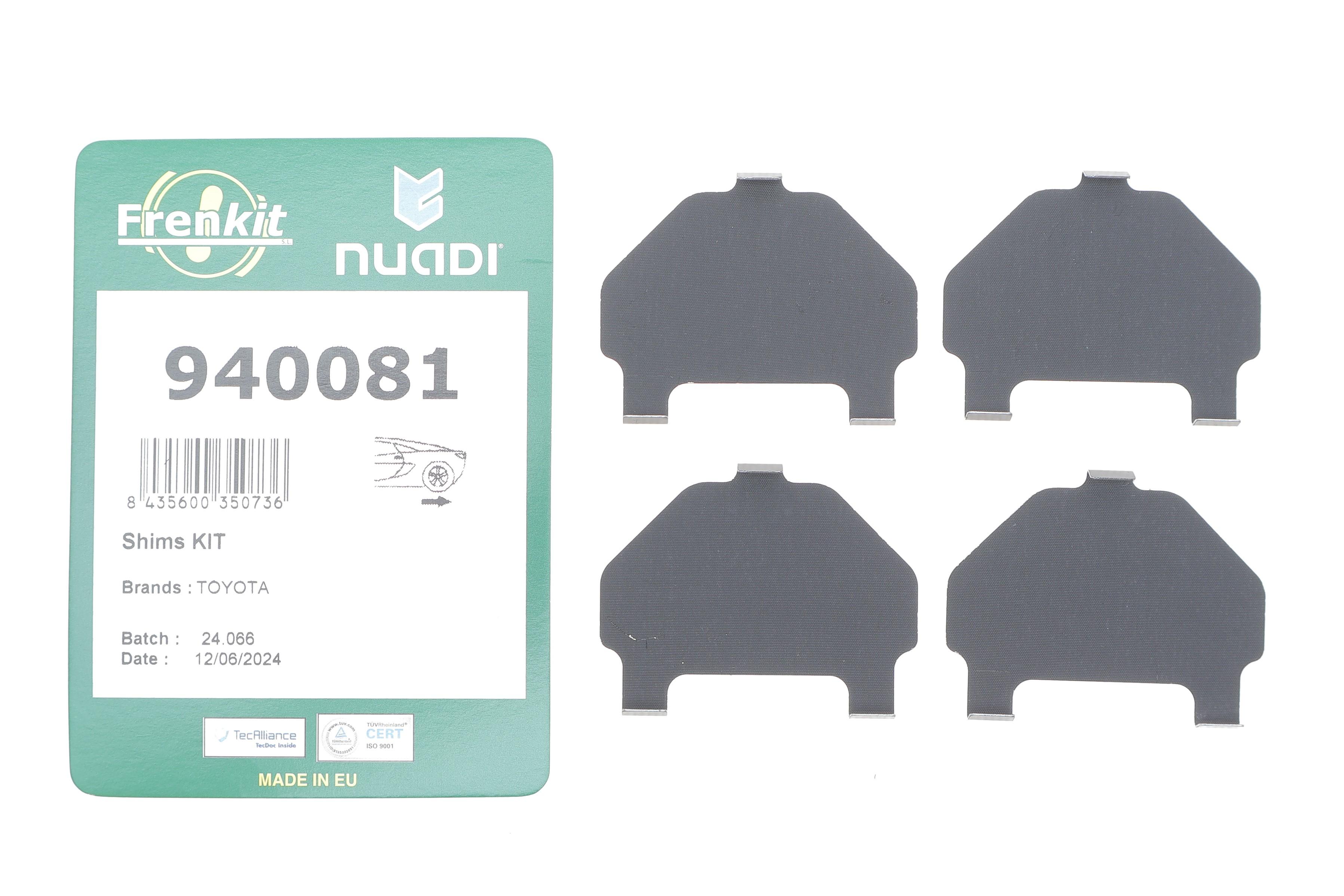 Комплект протискрипних пластин (задніх) Toyota Corolla 01-08/Camry 82-86/Yaris/Celica 99-05 (Akebono)