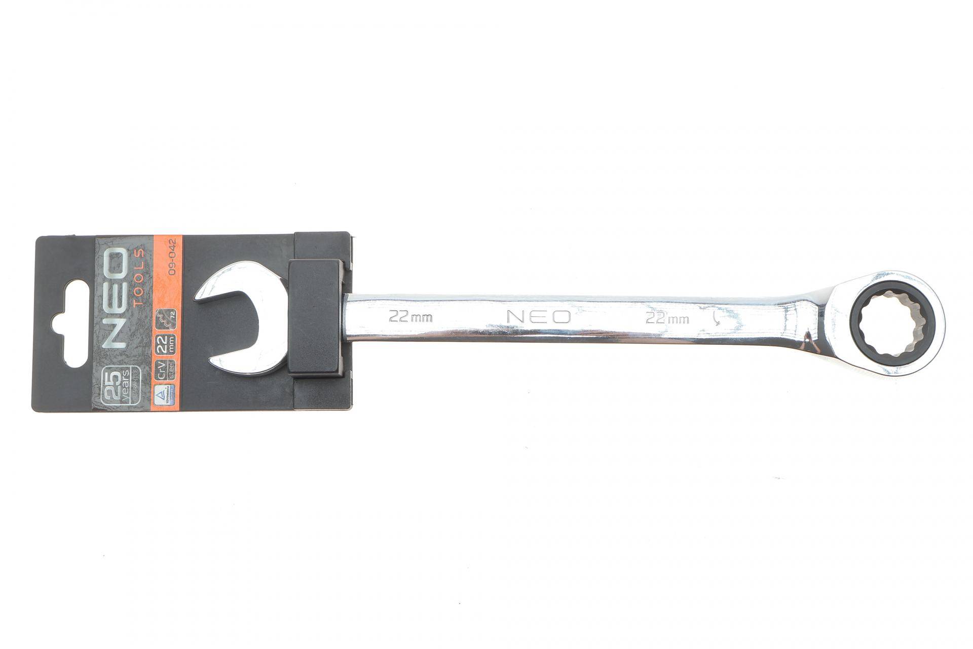 Ключ ріжково-накидний з тріскачкою 22 мм 72 зуб. L-250 мм