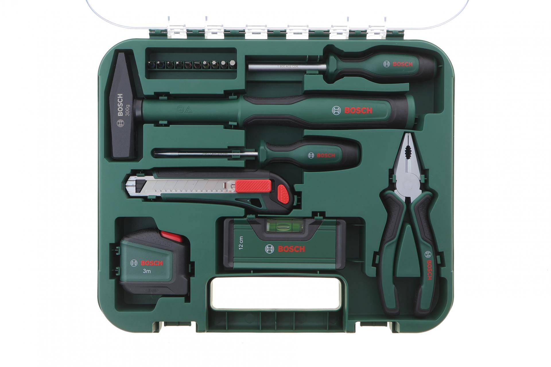 Набір інструменту комбінований (молоток, біти, викрутка, плоскогубці, рівень) 17 од.