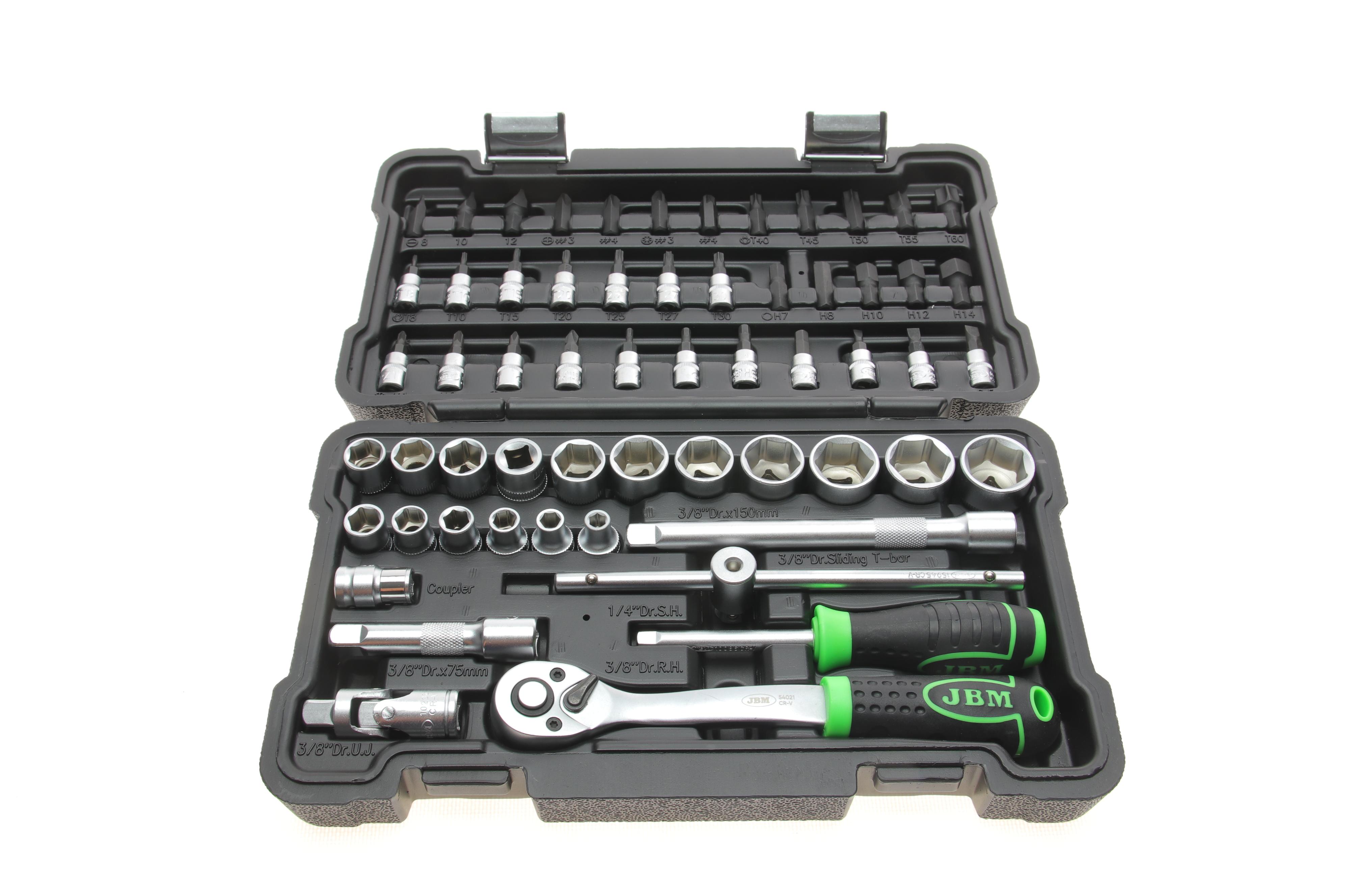 Набір інструменту комбінований 1/4", 3/8" (головки, головки зі вставкою, біти) 59 од.