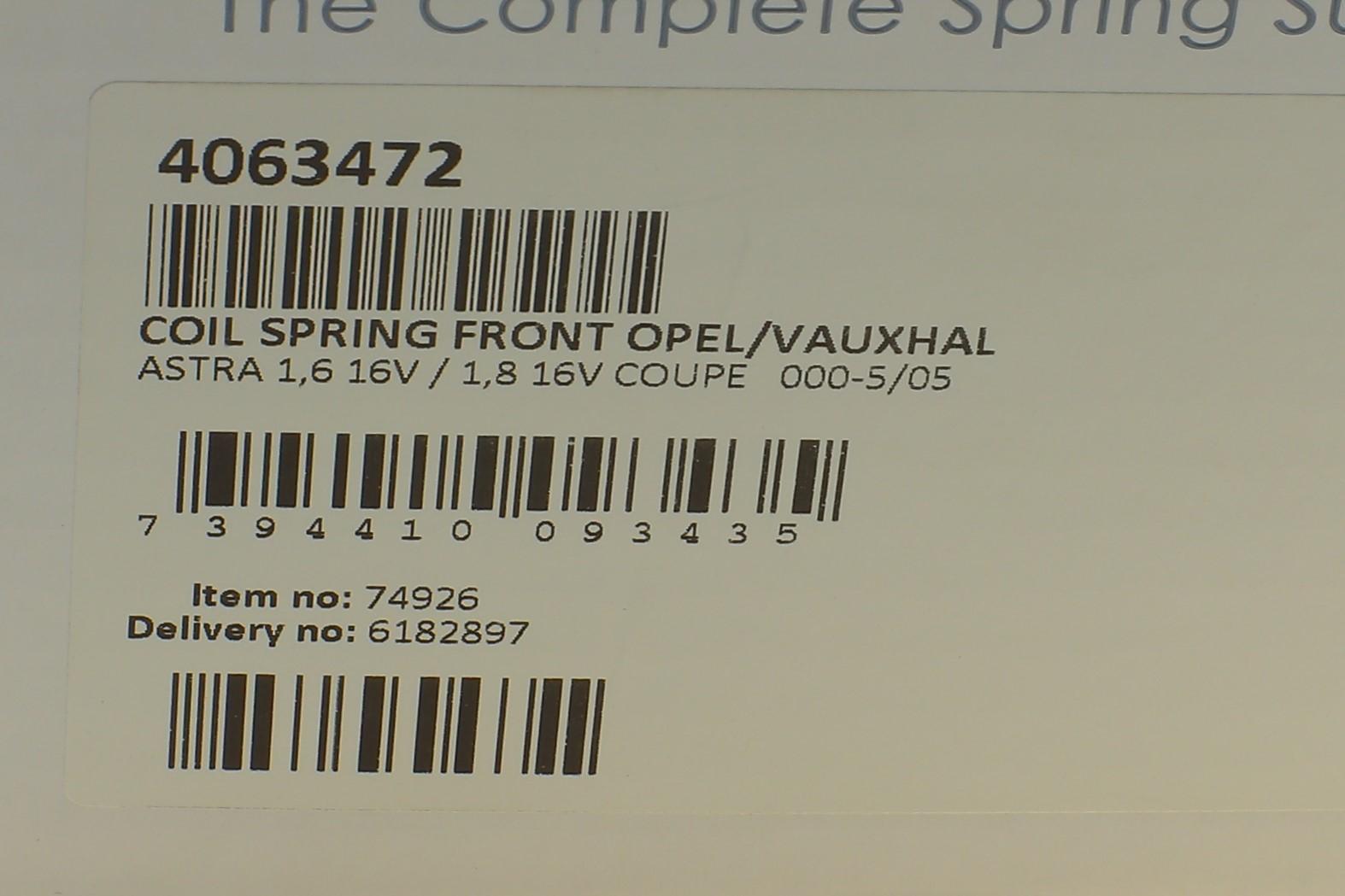 Пружина (передняя) Opel Astra G 1.6/1.8/2.0 16V 98-09 (накл.зад.ч/унив/седан) (с низк.ход.ч) (купе)