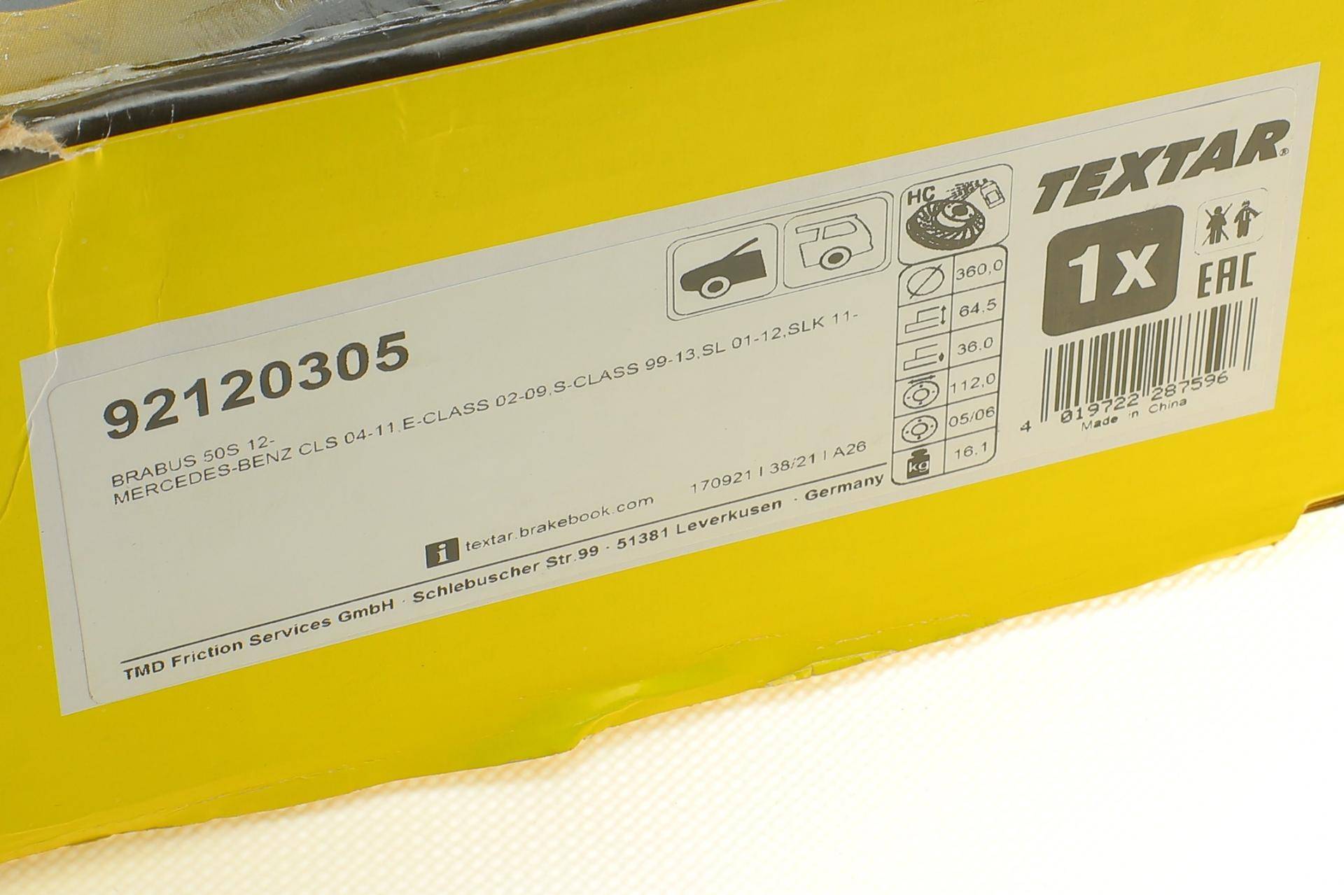 Диск гальмівний (передній) MB E-class (W211)/S-class (W221/W222)/CLK (C219) 02- (360x36) PRO+