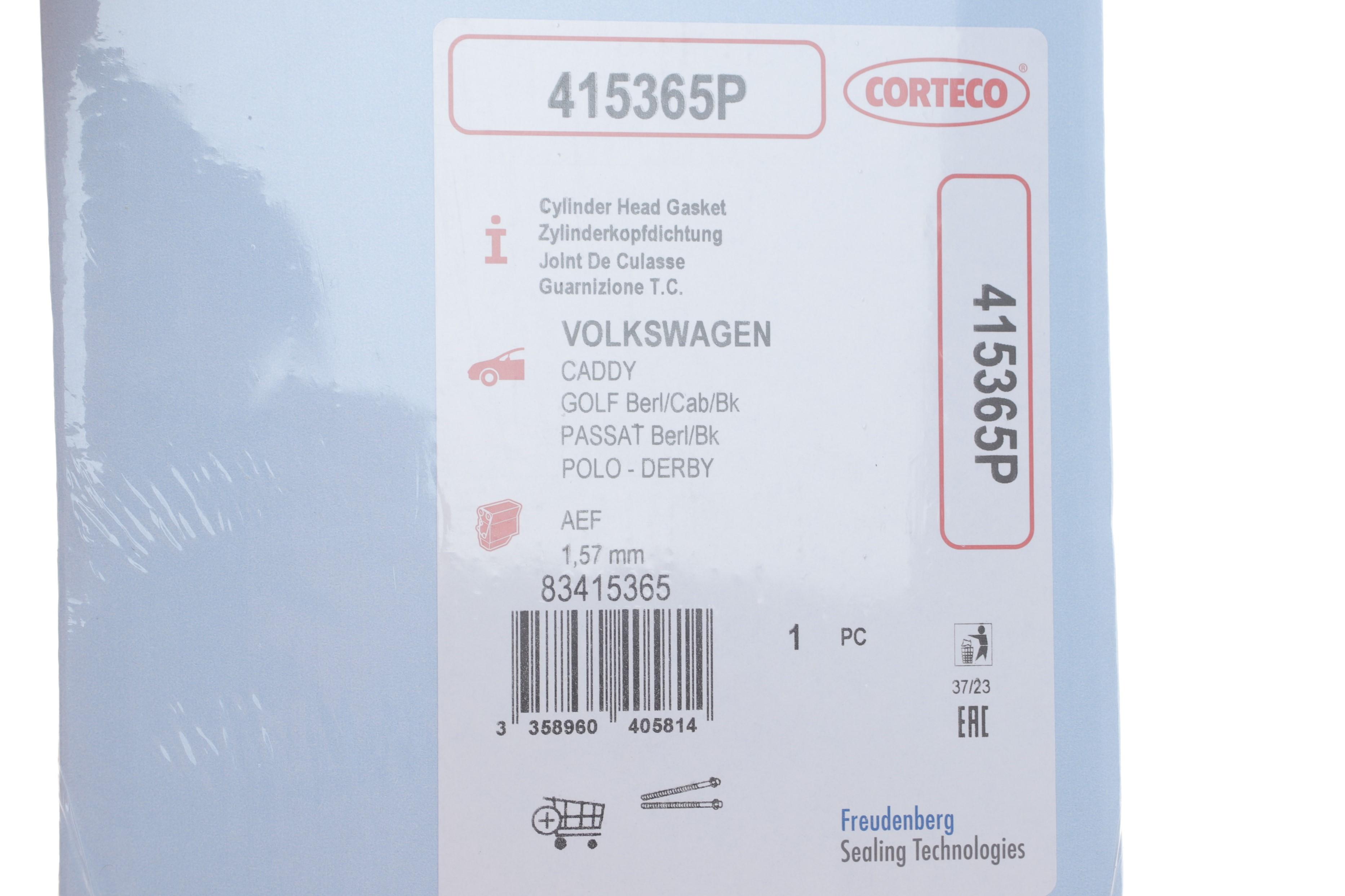 Прокладка ГБЦ VW Caddy II 1.9D 91-04 1.57mm 2 метки