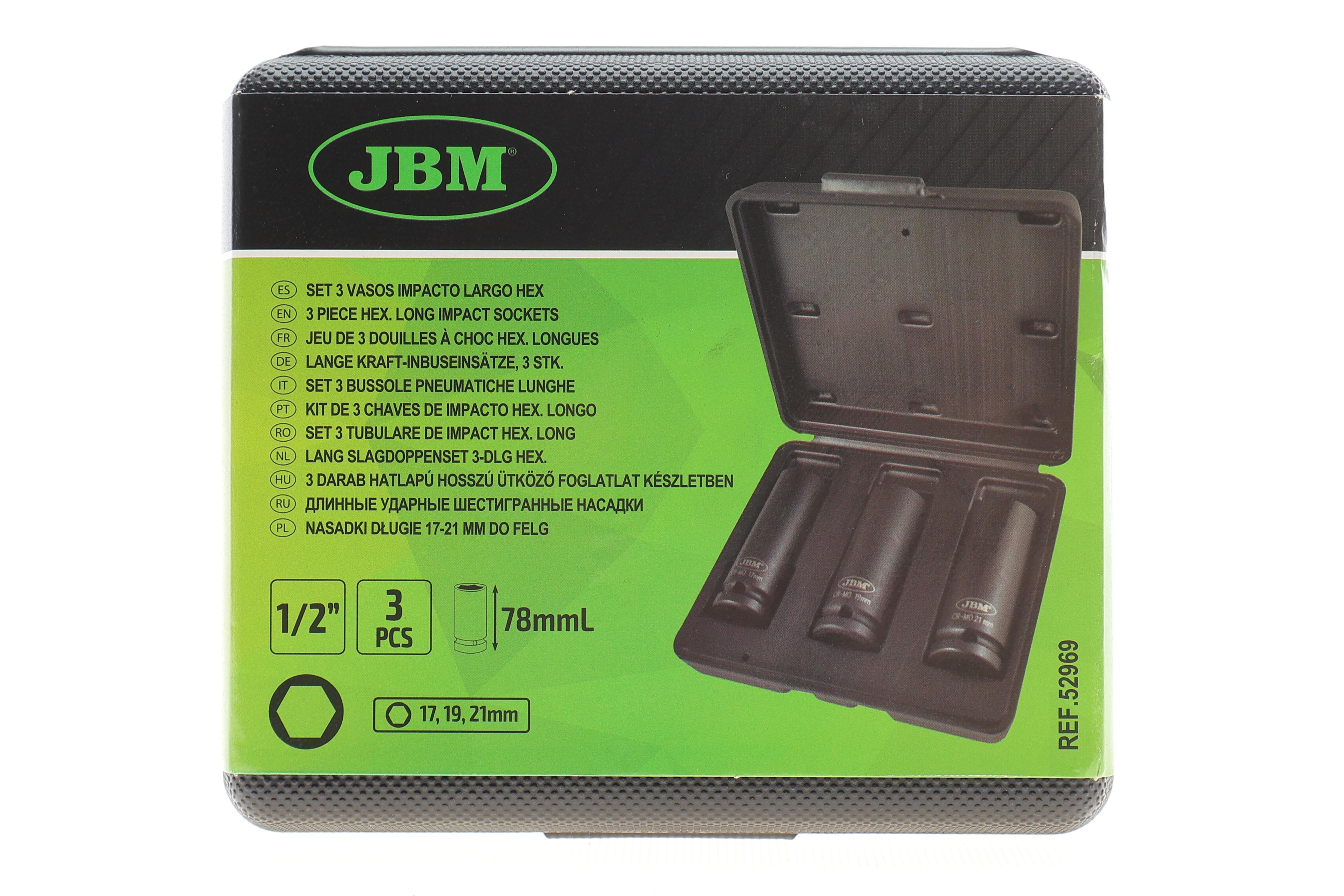 Набір ударних головок 1/2" 17-19-21 мм Long 78 мм