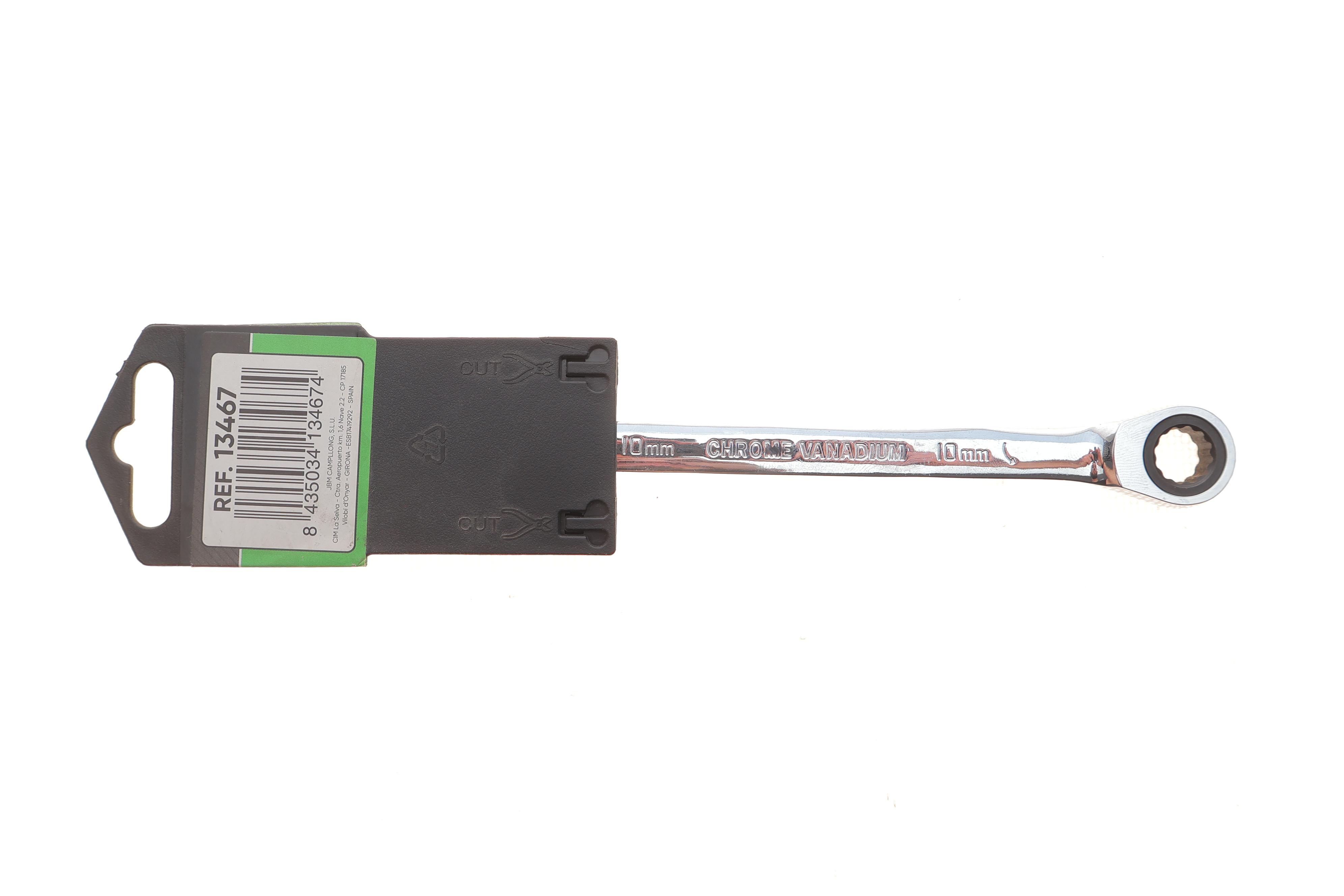 Ключ ріжково-накидний з тріскачкою 10 мм 90 зуб. L-150 мм