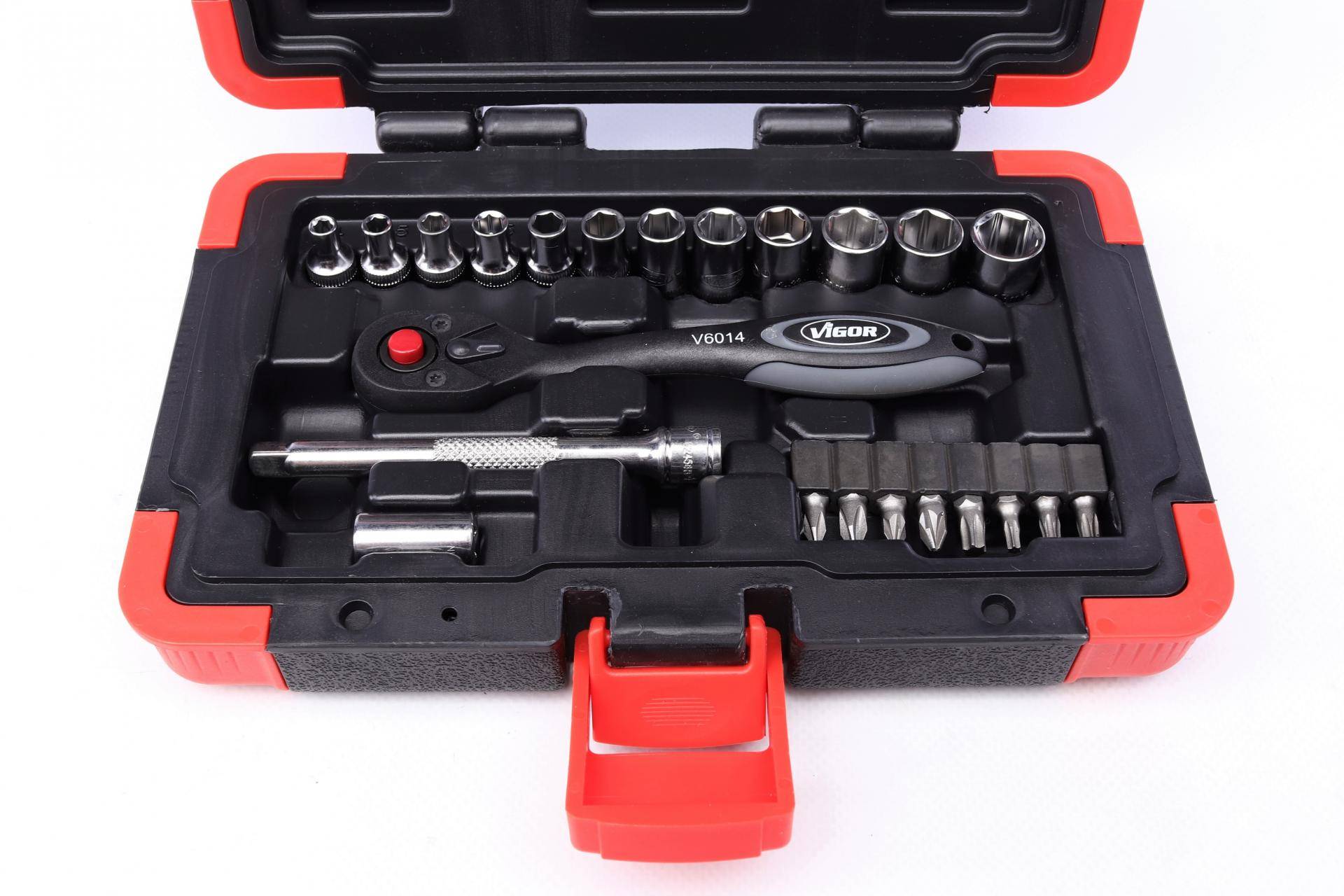 Набір інструментів комбінований 1/4" (головки, біти) 23 од. (хромовані)