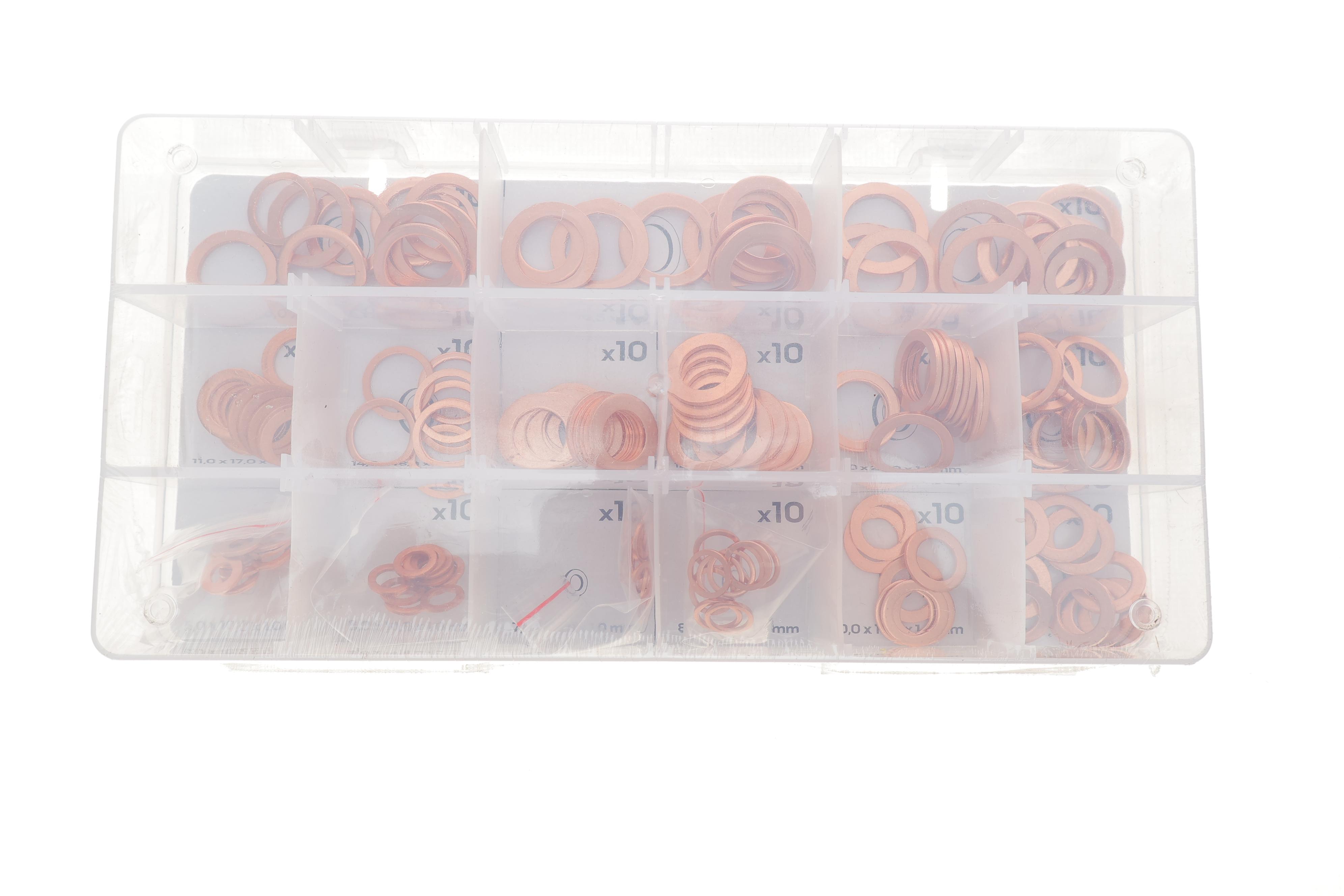 Набор шайб медных 150 ед.