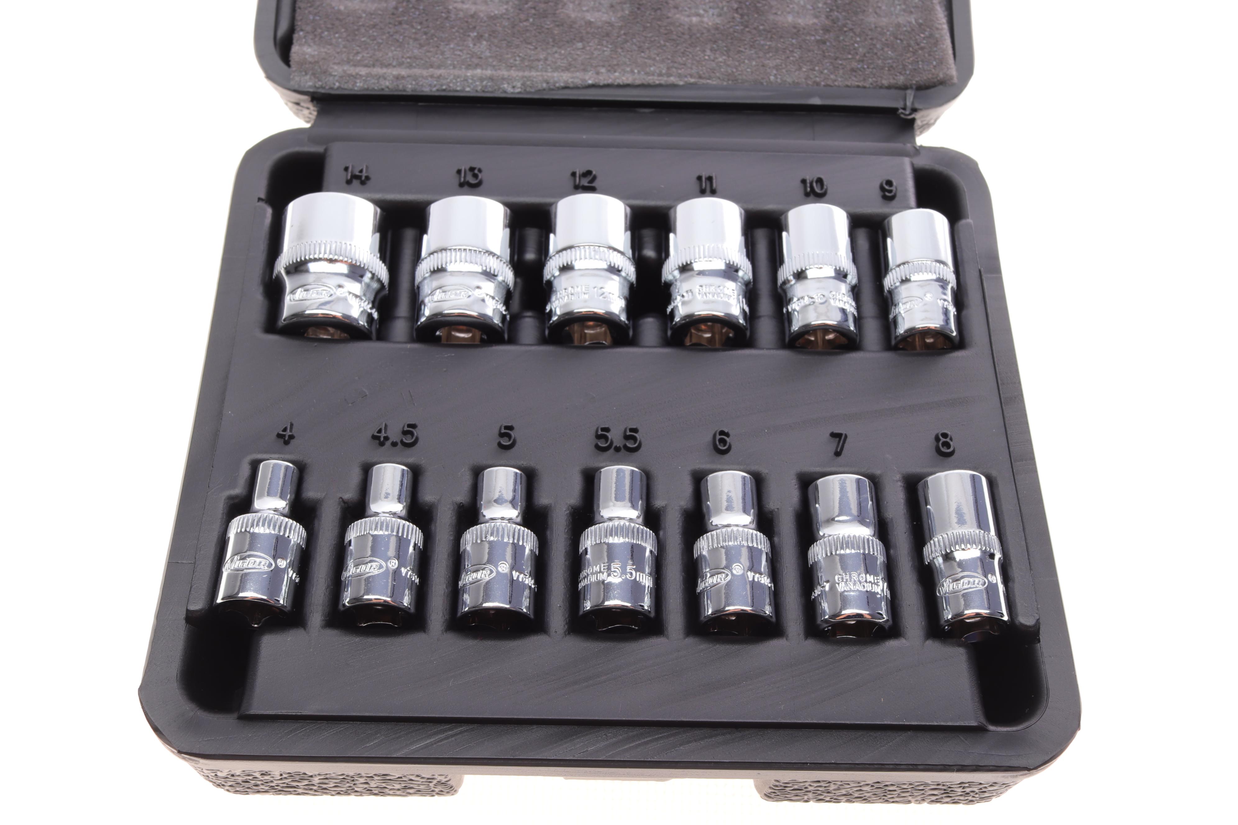Набір головок 12-граней 1/4" 4-14 мм 13 од. (хромовані)