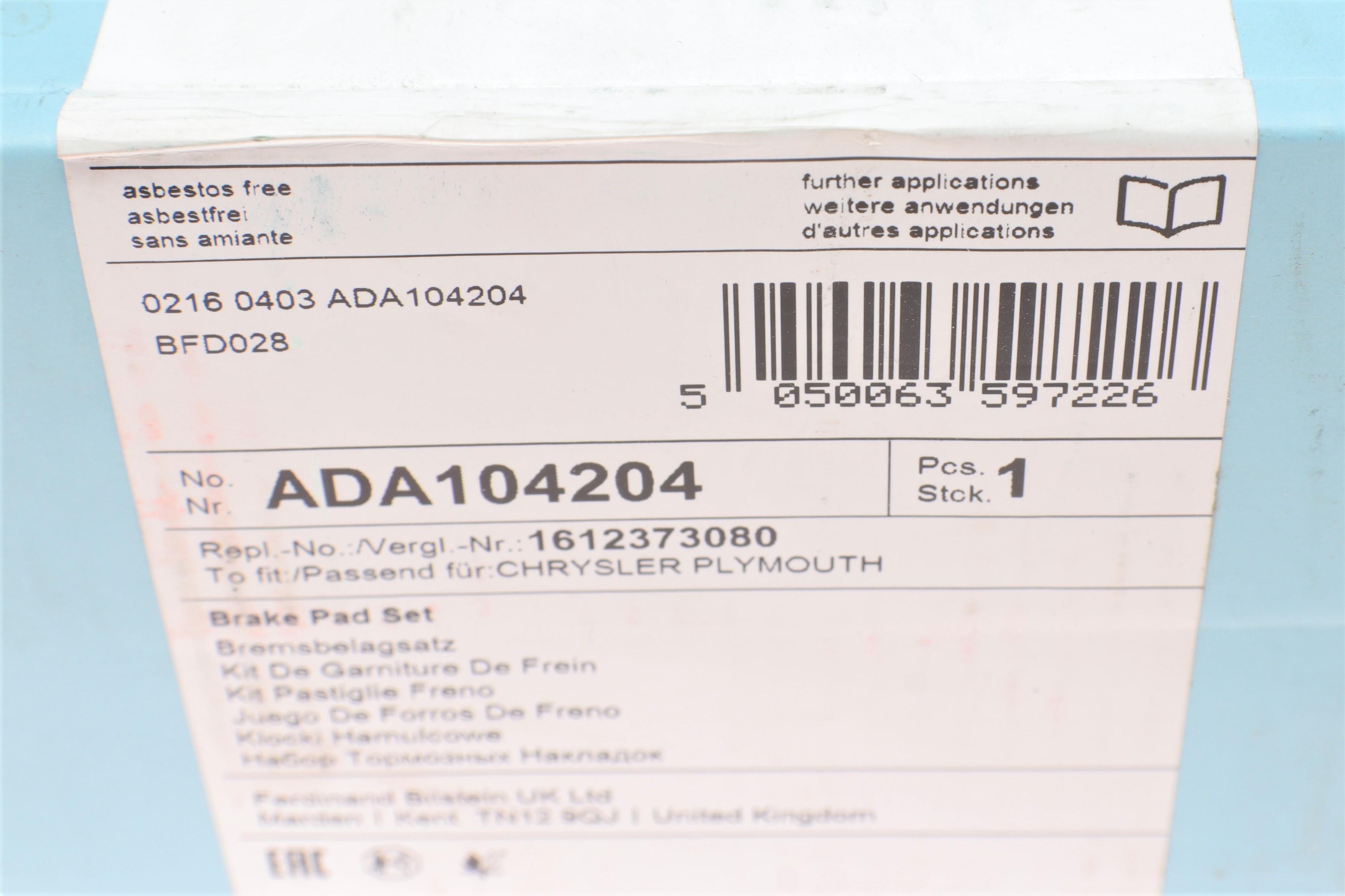 Колодки гальмівні (передні) Chrysler Voyager 2.0-3.8/ 2.5-2.8 CRD 95-08