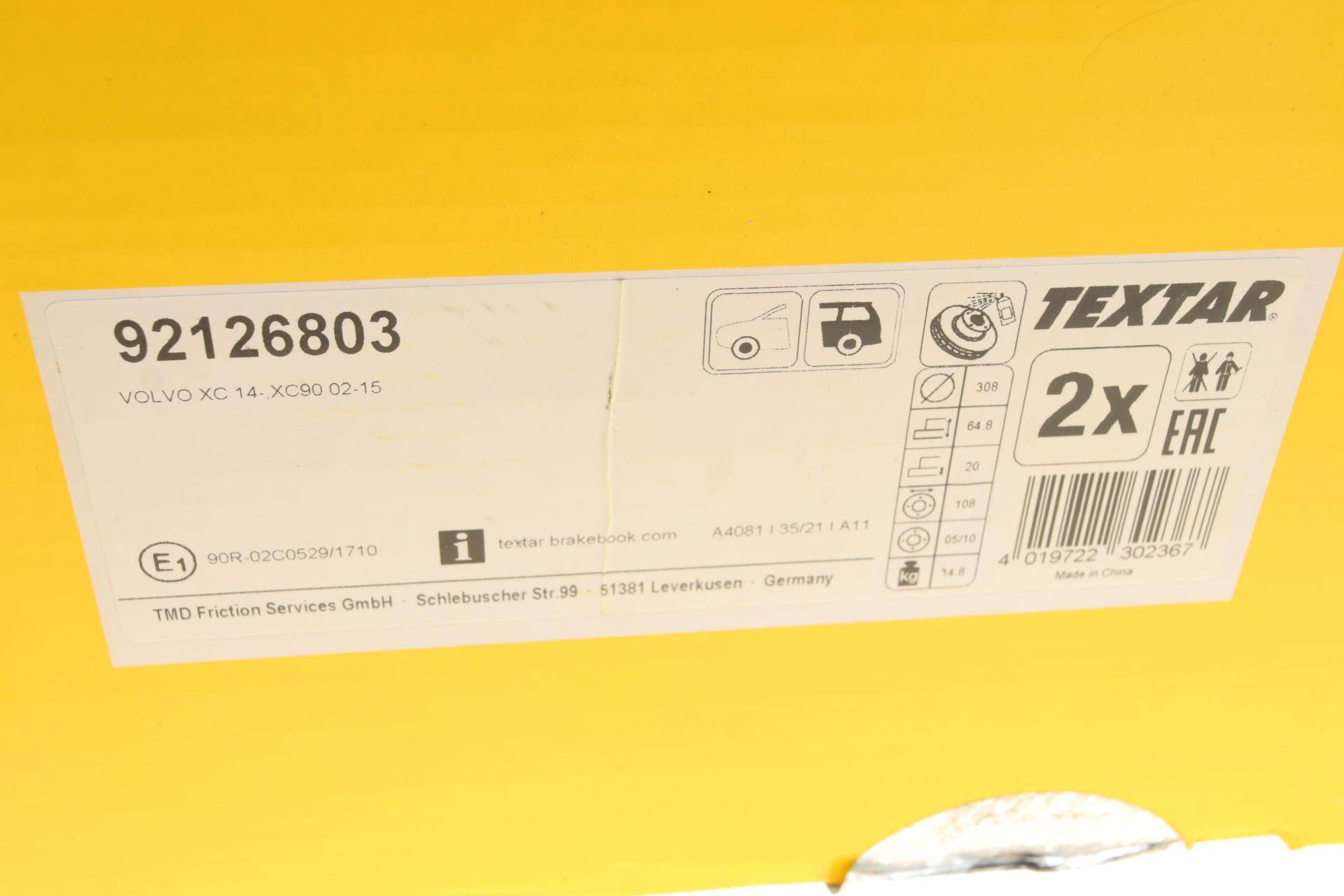 Диск гальмівний (задній) Volvo XC90 02-14 (308x20) PRO