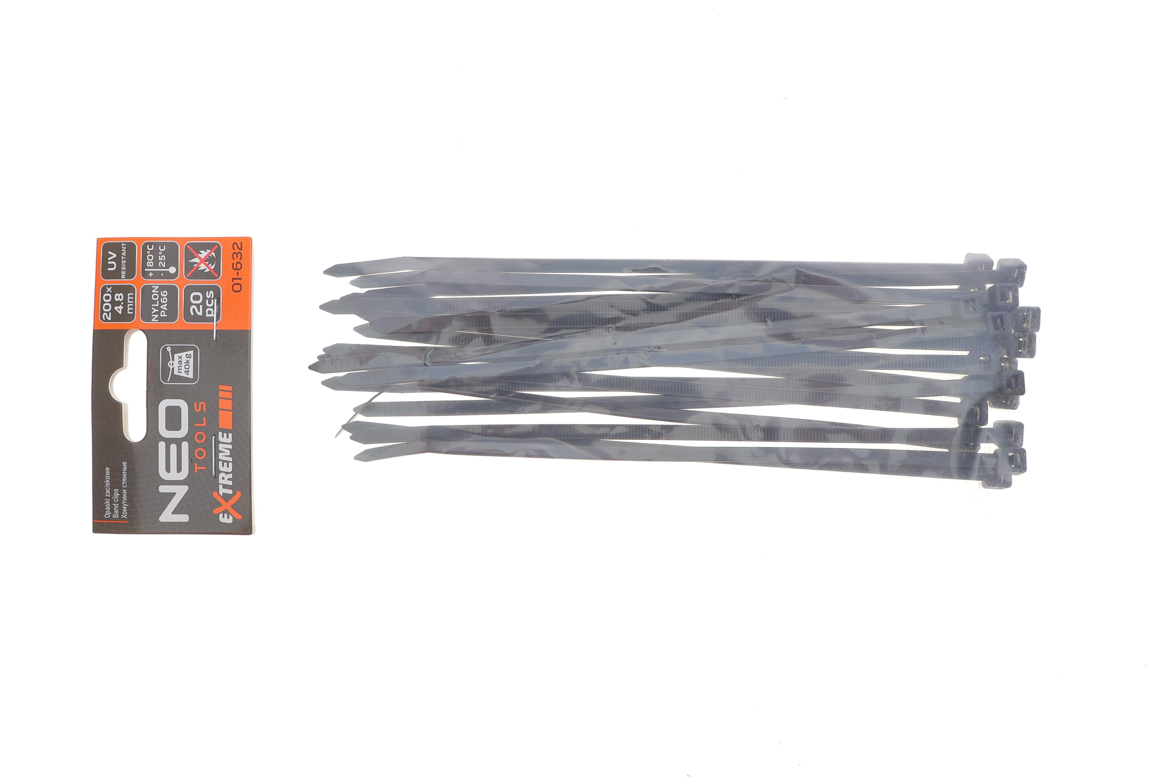 Набор стяжек пластиковых EXTREME 4,8x200 мм 20 ед. (чёрная)
