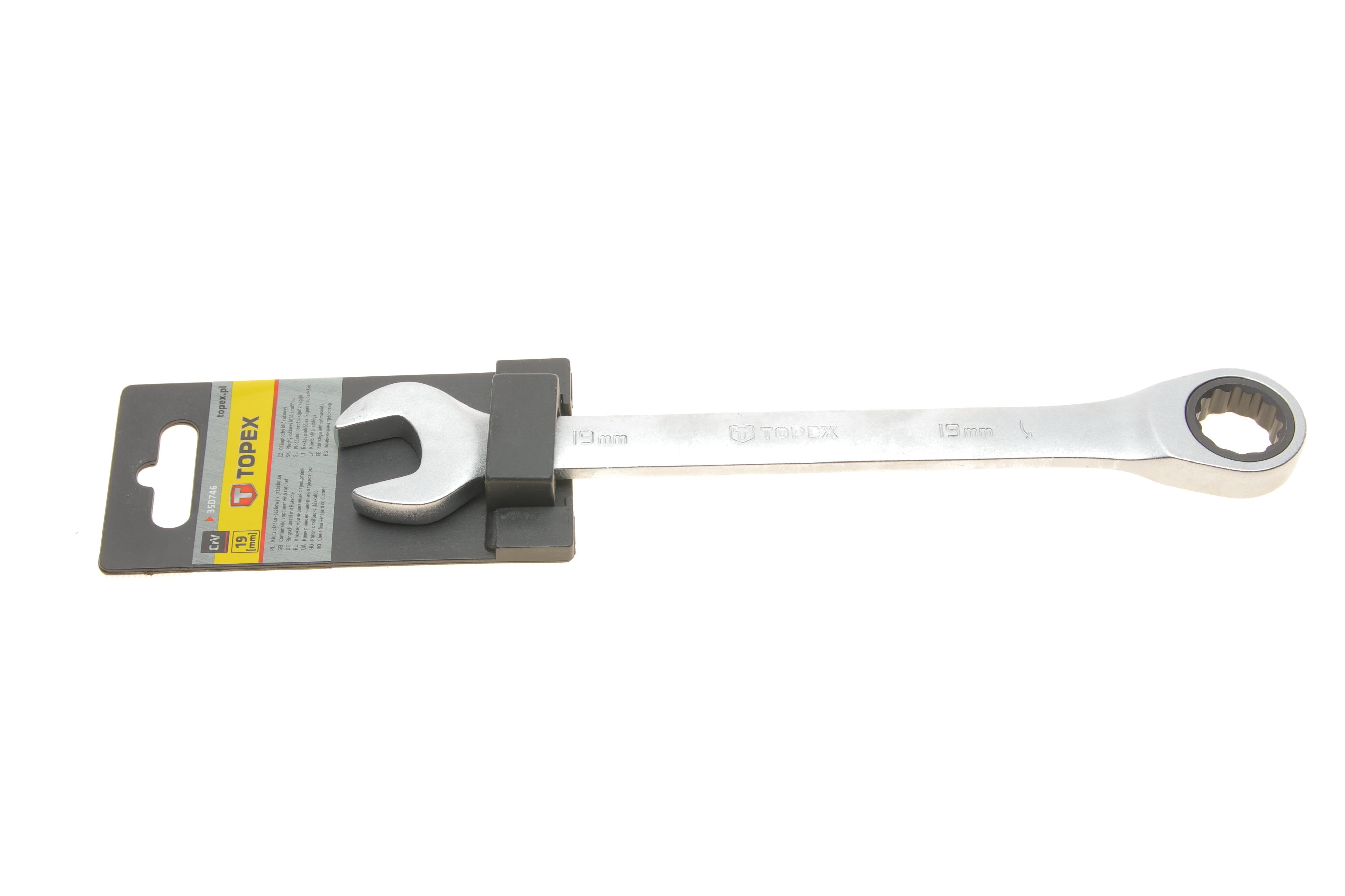 Ключ ріжково-накидний з тріскачкою 19 мм 48 зуб. L-245 мм