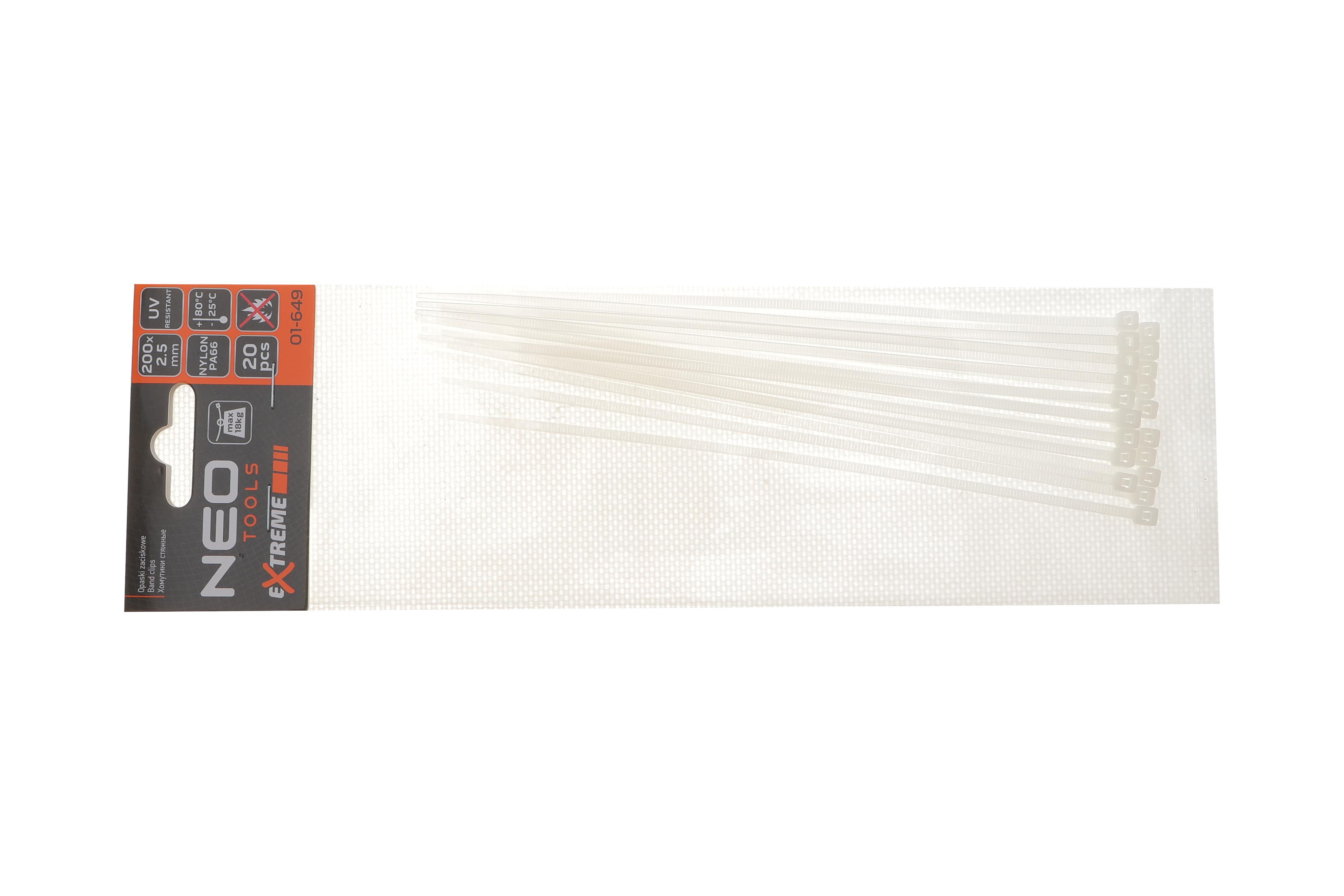Набор стяжек пластиковых EXTREME 2,5x200 мм 20 ед. (белая)