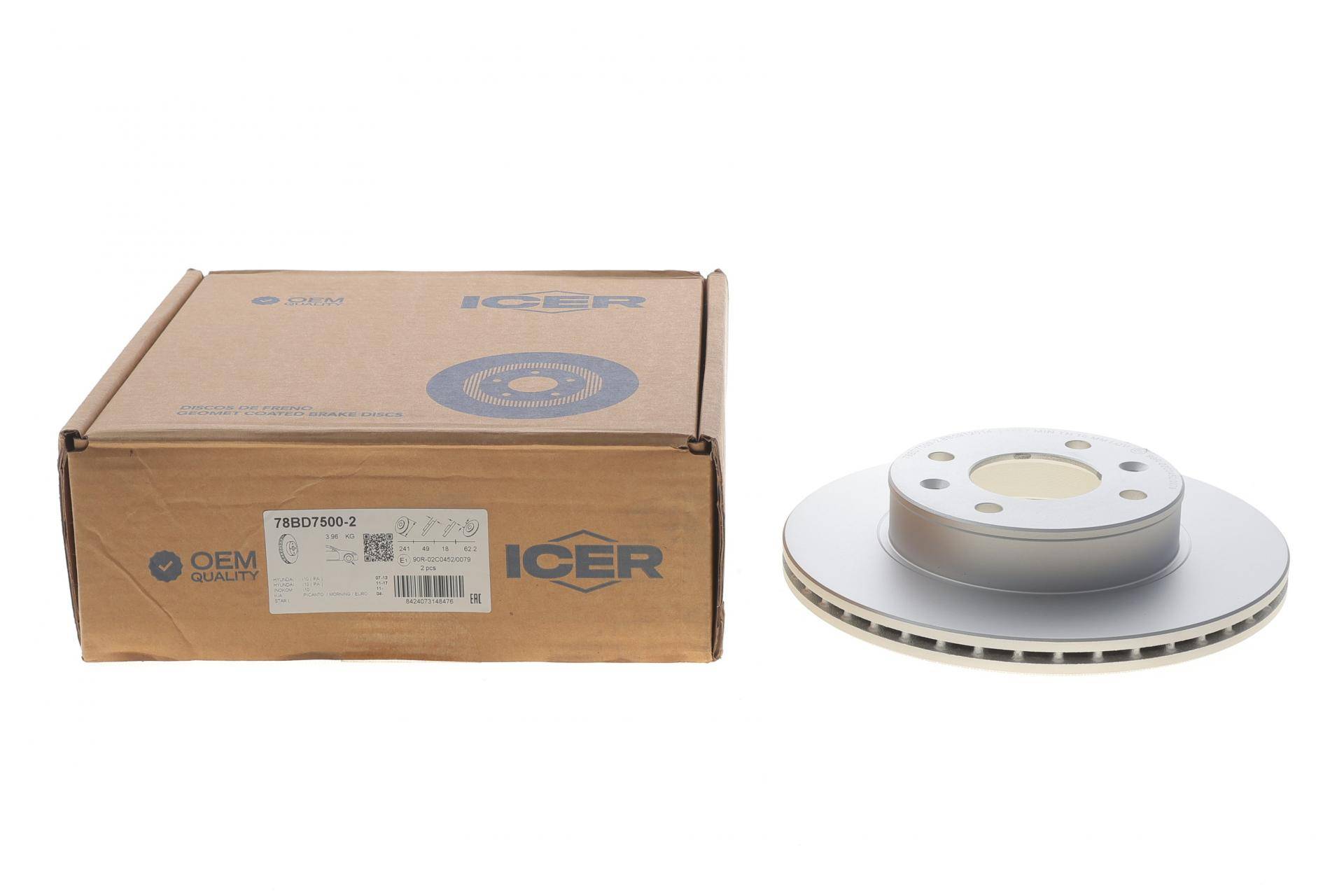 Диск гальмівний (передній) Hyundai i10 07-16/Kia Picanto 04- (241x18) (з покриттям) (вентильований)